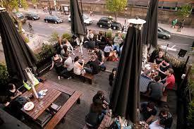 Outdoor cocktail lounge at The Lock Tavern for social mixers and networking events.