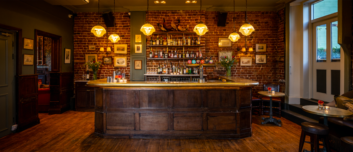 Stylish bar at The Lock Tavern, ideal for networking events and cocktail receptions.