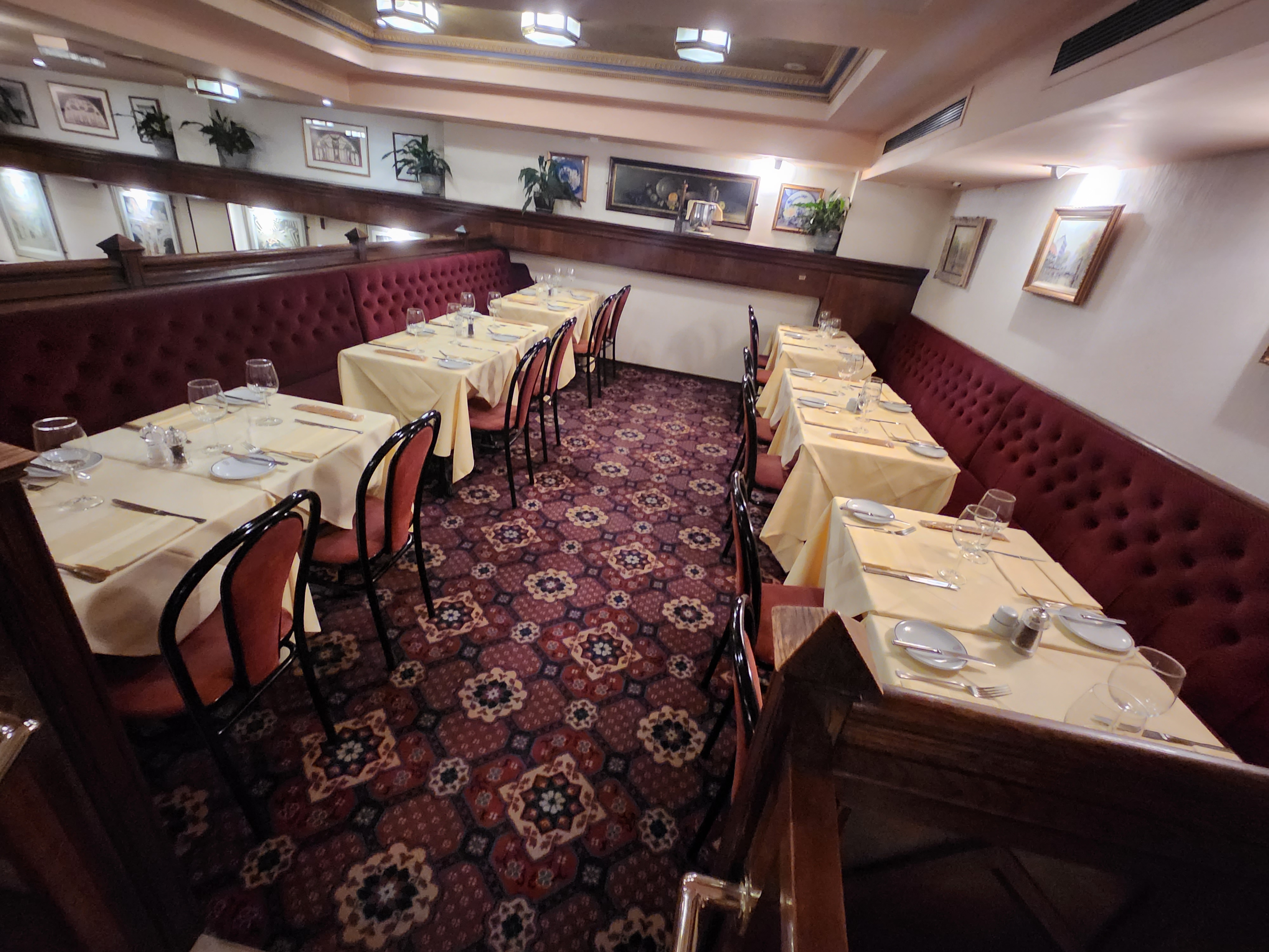 Semi-private dining space in Bolton's Restaurant, ideal for business dinners and events.