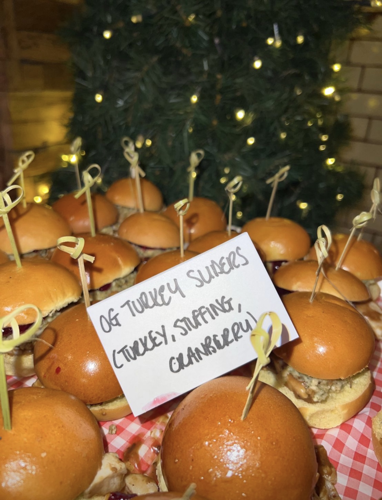 Turkey sliders display at The Lost Weekend, perfect for festive catering events.