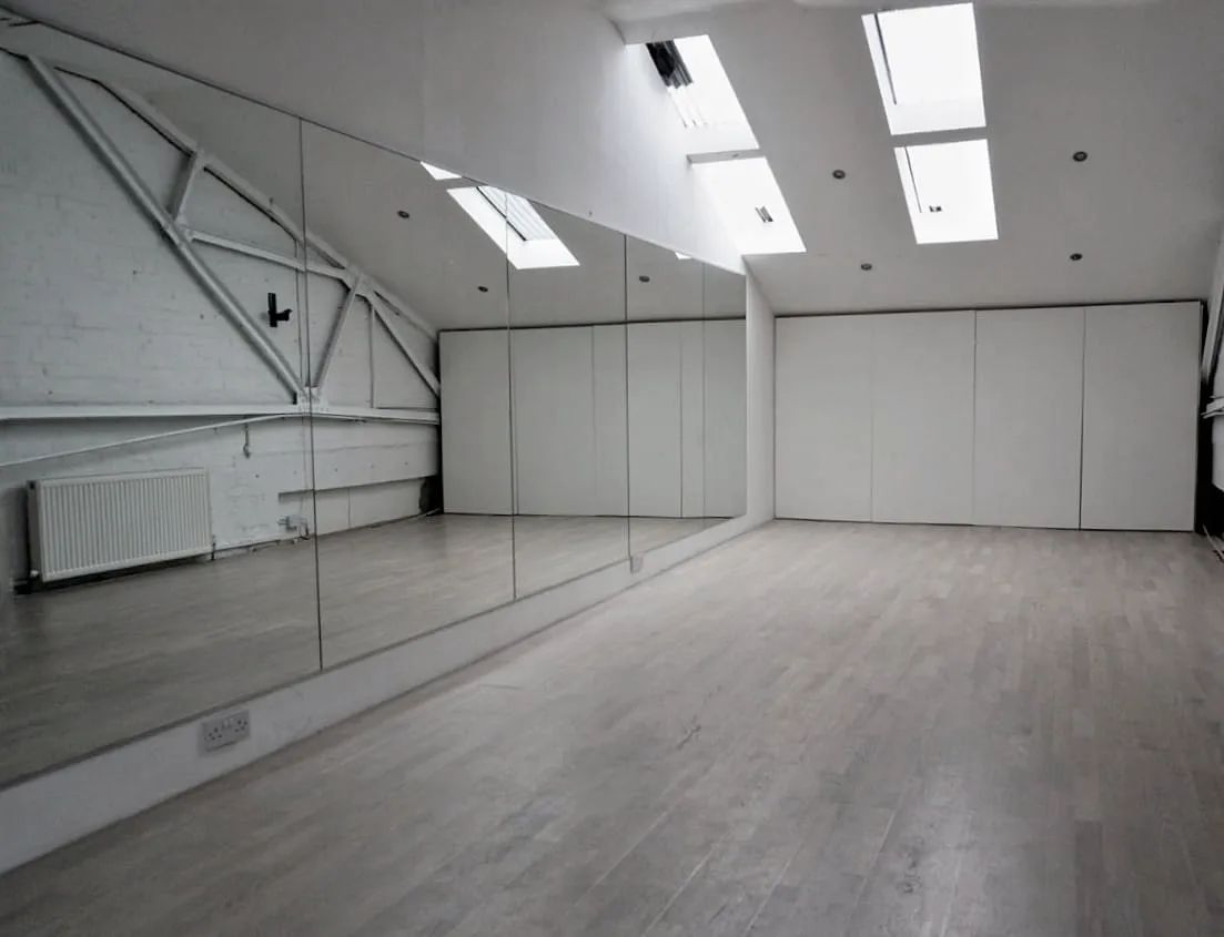 Hone Dance & Photo Studio: Bright, mirrored flex space for wellness retreats and dance workshops.