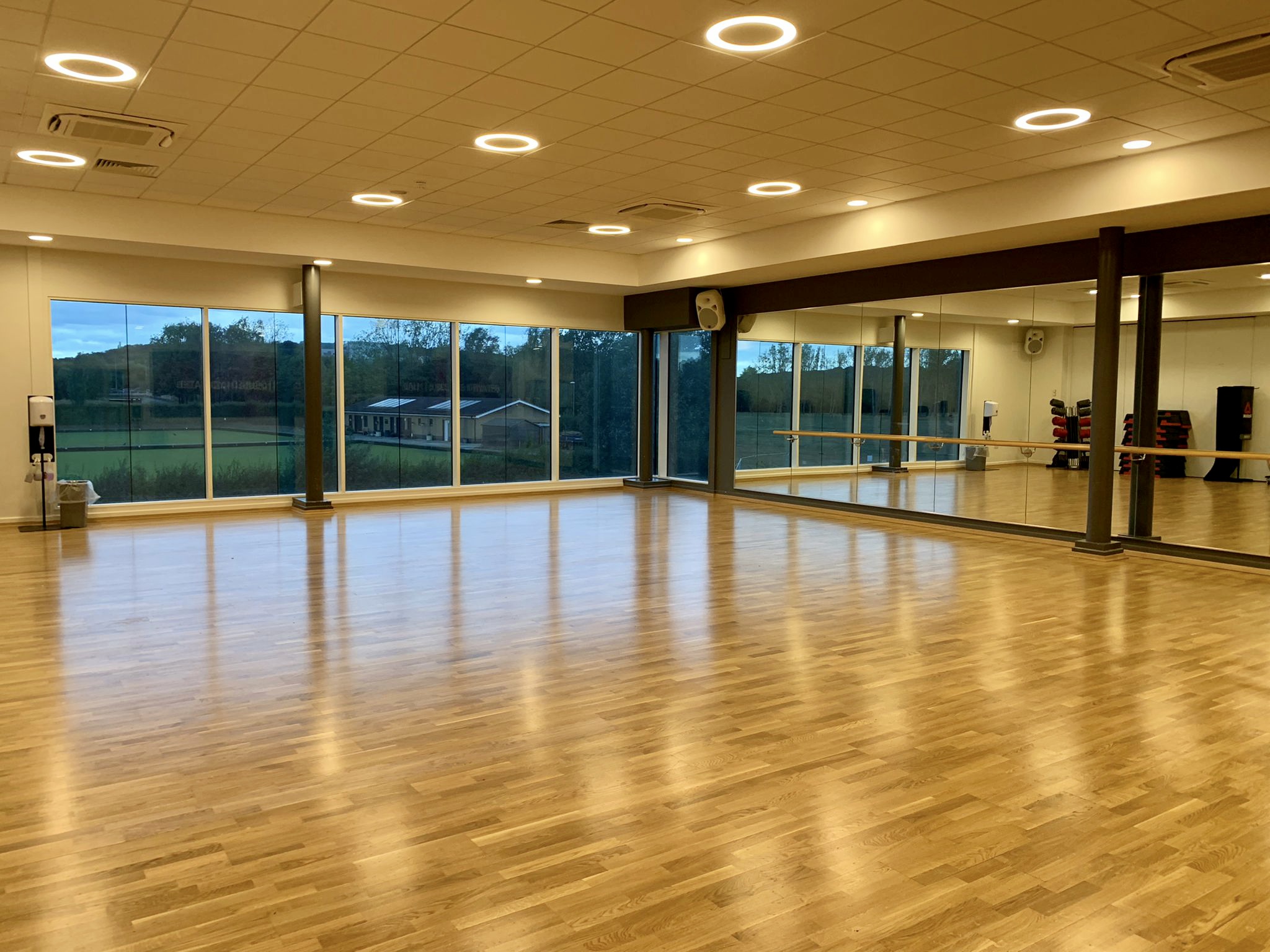 Spacious gym in Basildon with natural light, ideal for fitness classes and workshops.
