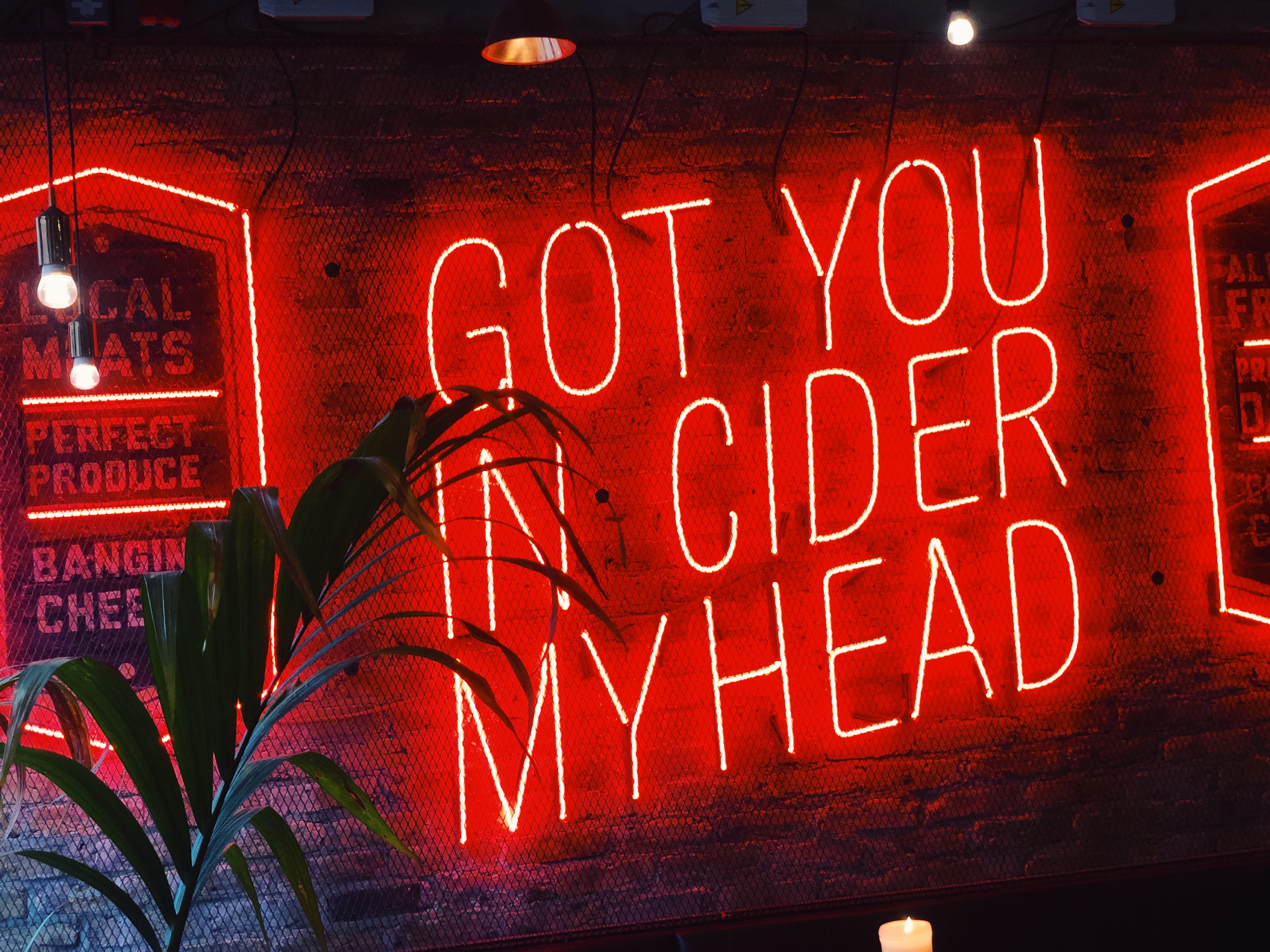 Vibrant neon sign at The Bath Stable for casual gatherings and themed events.