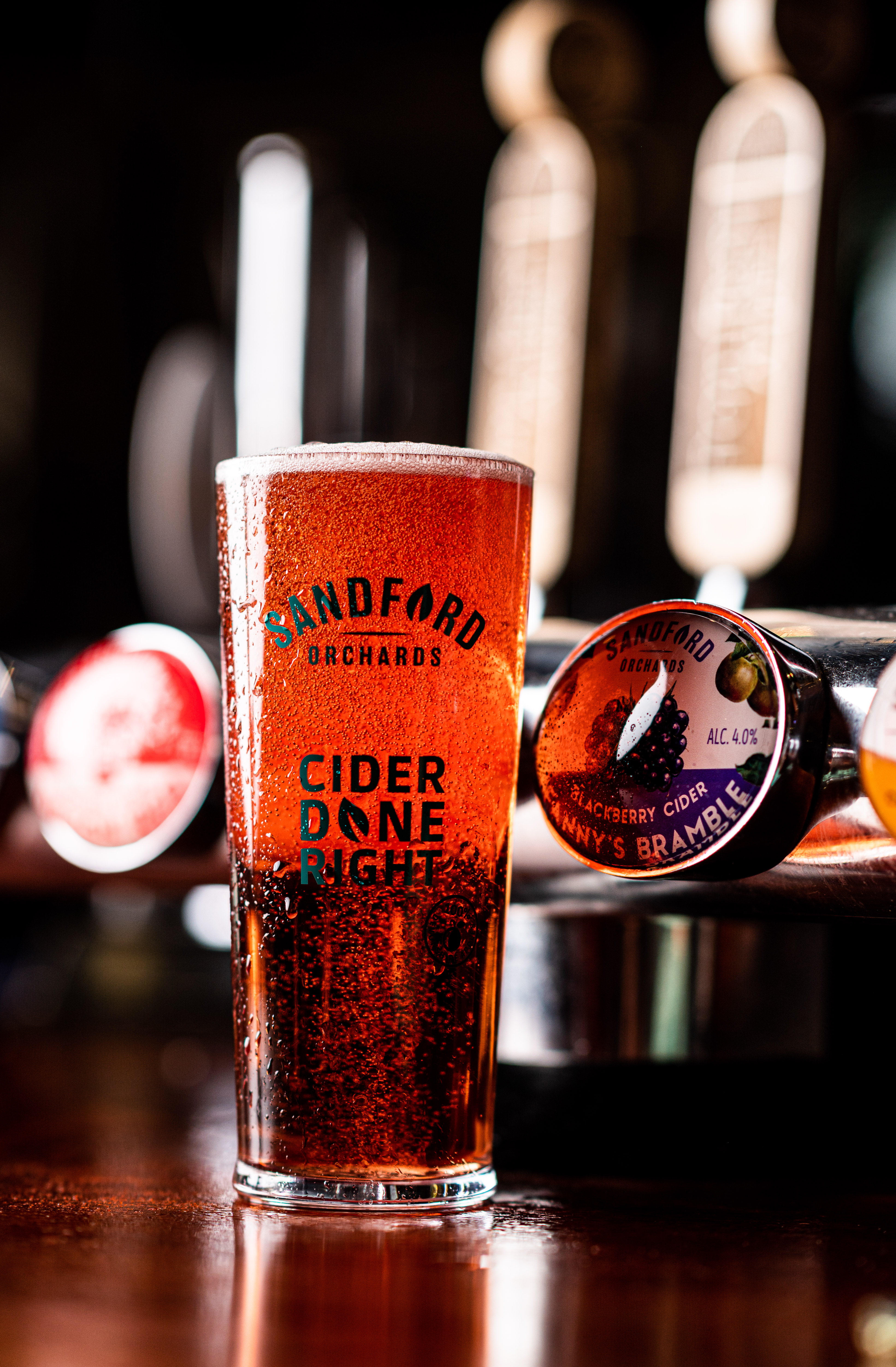 Vibrant Sandford Orchards cider at The Bath Stable for event catering and gatherings.