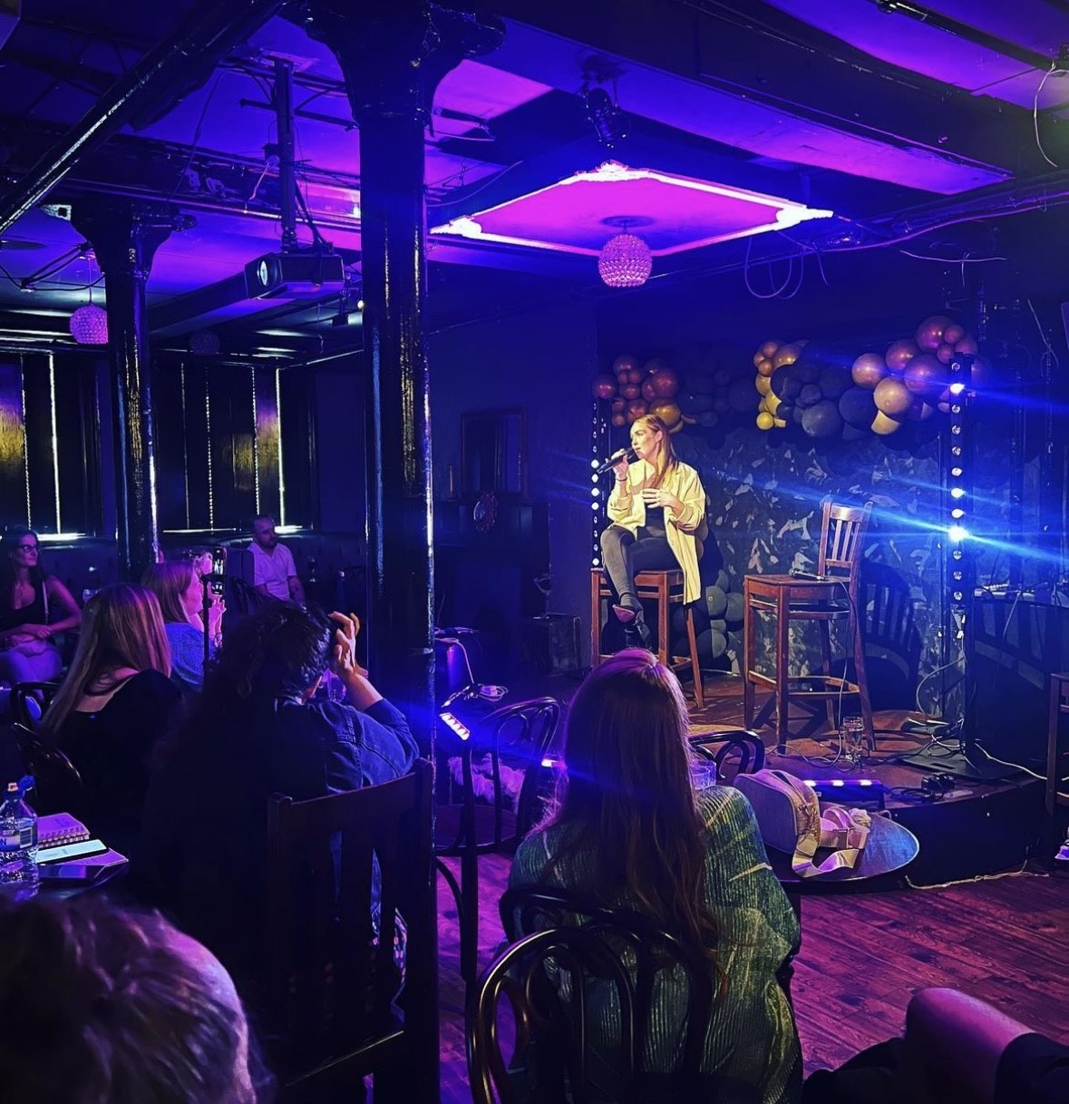 Intimate event space at The Fitzgerald Manchester with colorful lighting for workshops.