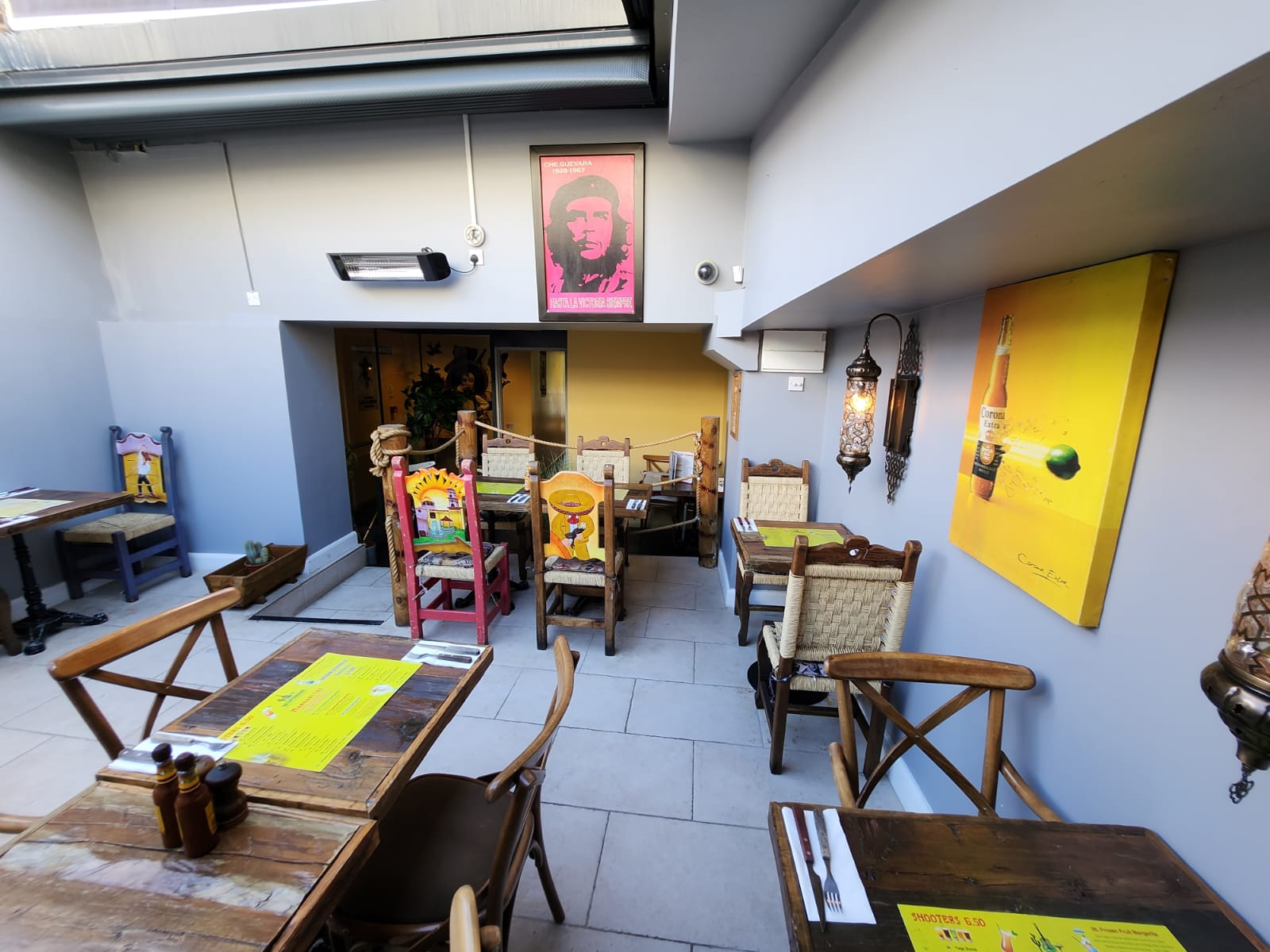 Vibrant dining space in Terrace, Desperados, ideal for intimate gatherings and networking.