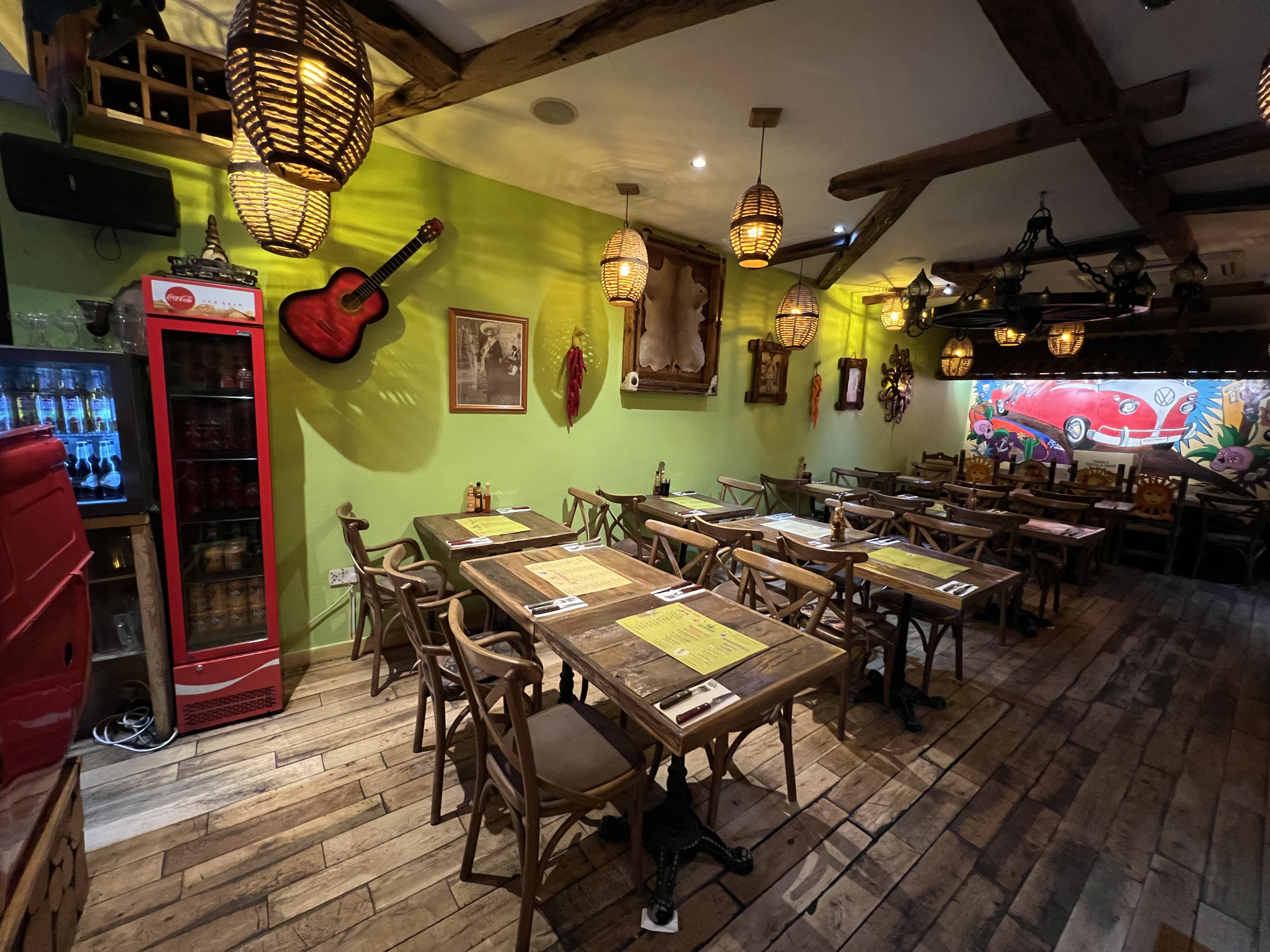 VW Bar Area in Desperados, rustic decor, inviting venue for events and gatherings.