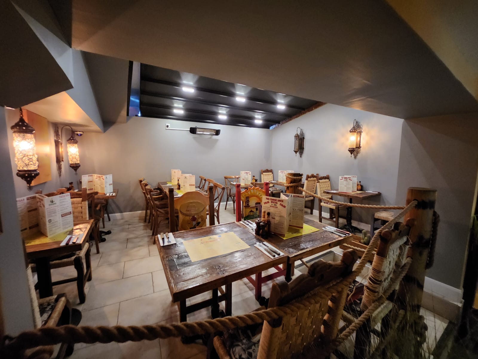 Cozy dining space in Desperados for intimate events and networking lunches.