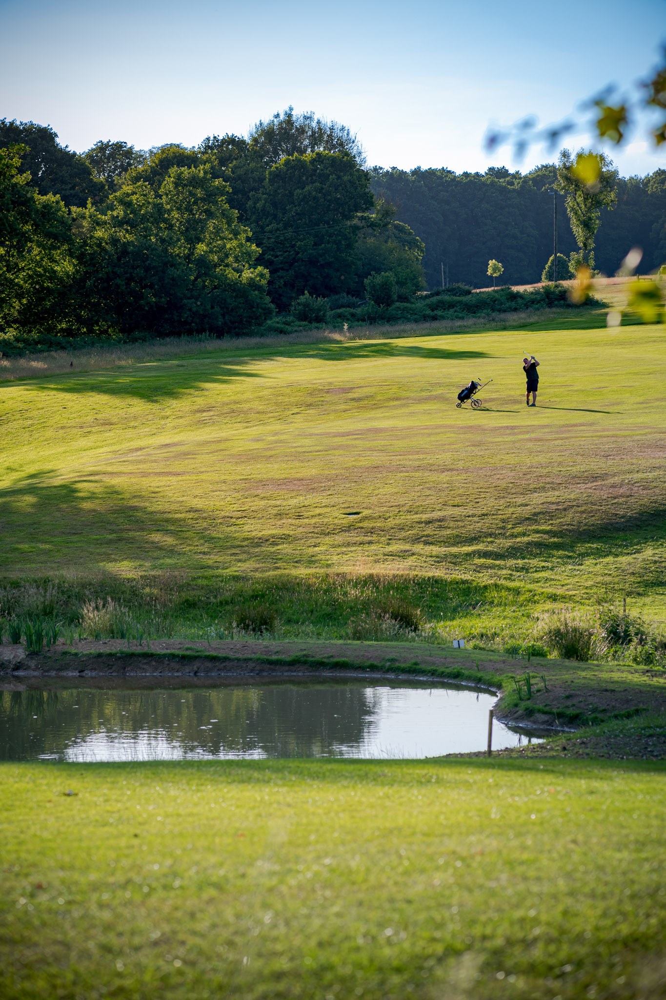 Hamptworth Golf Club serene course with pond, ideal for corporate retreats and networking.