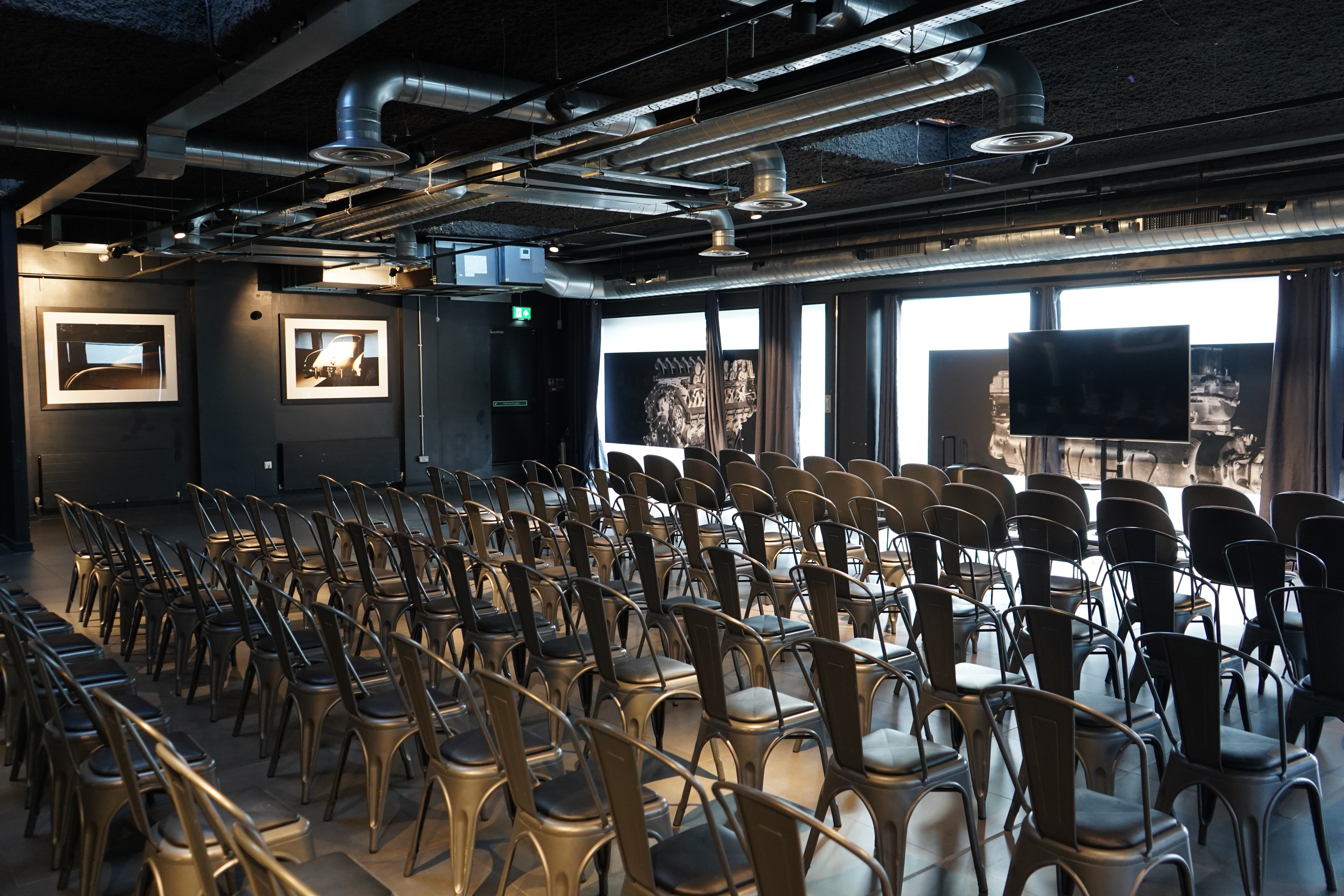 Event space with modern decor for corporate presentations and seminars.