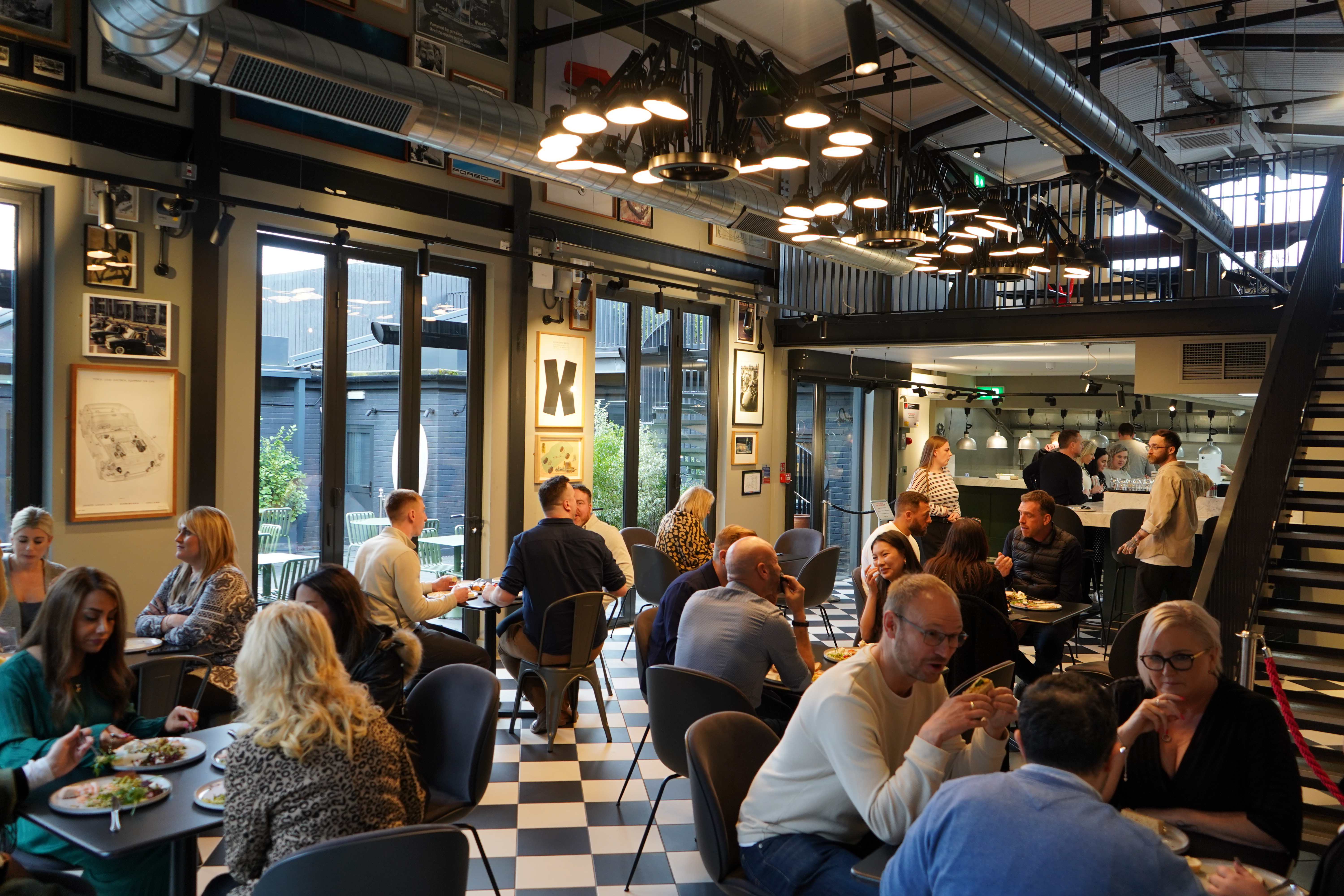 Vibrant dining space with modern decor for networking events and casual meetings.