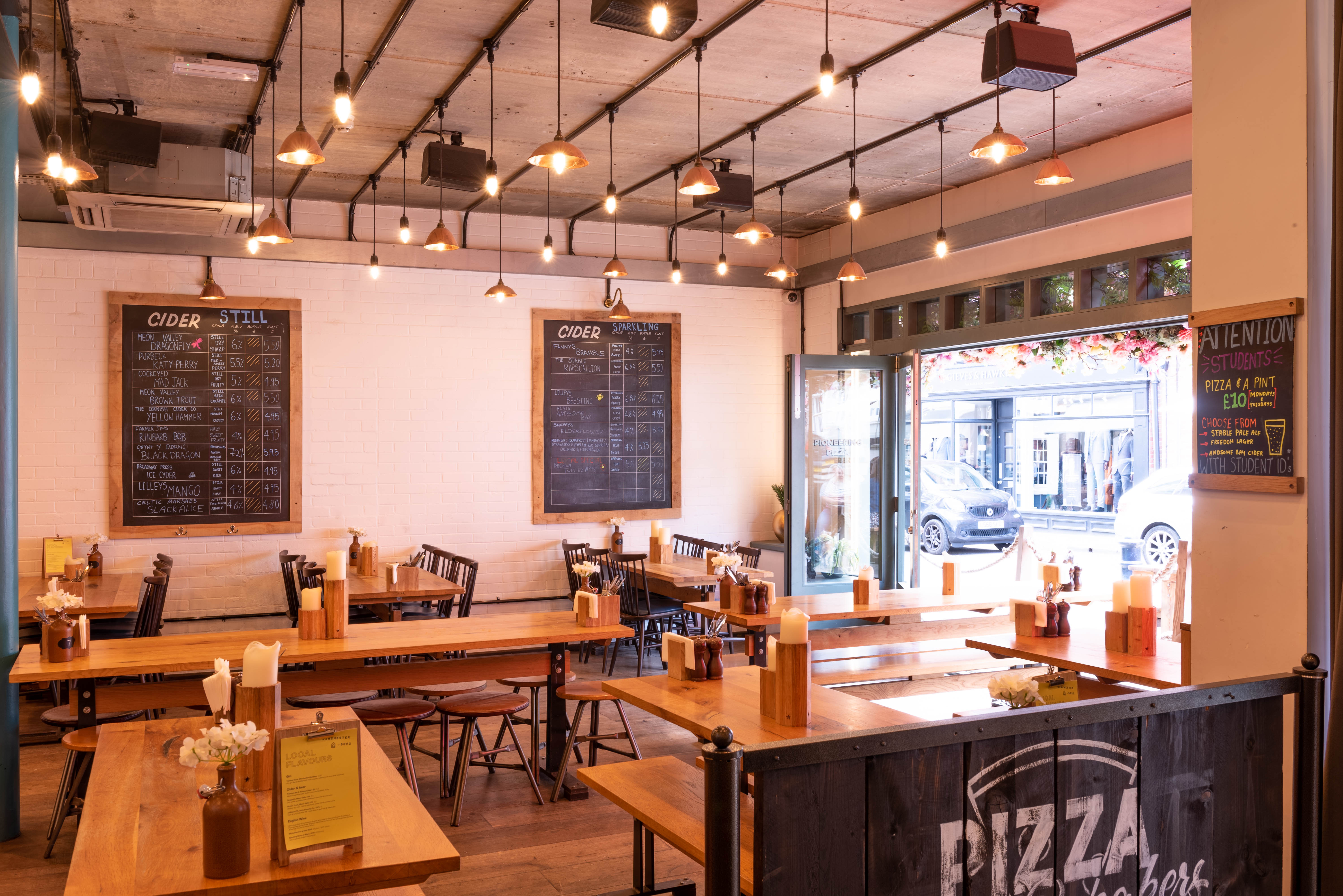 Versatile dining space at The Winchester Stable for casual meetings and events.