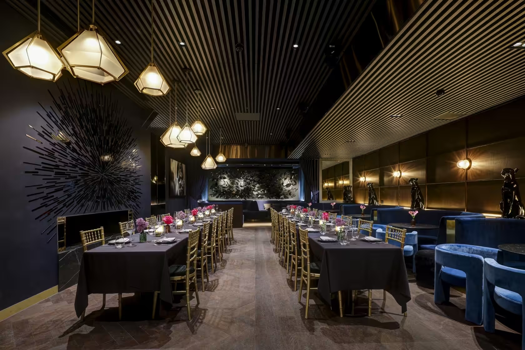 Elegant Onyx Room at AMANO Covent Garden, perfect for upscale corporate events and celebrations.