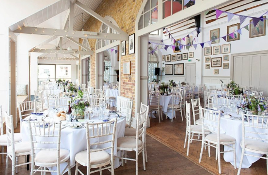 Elegant Great Hall at Thames Rowing Club, ideal for weddings and corporate events.