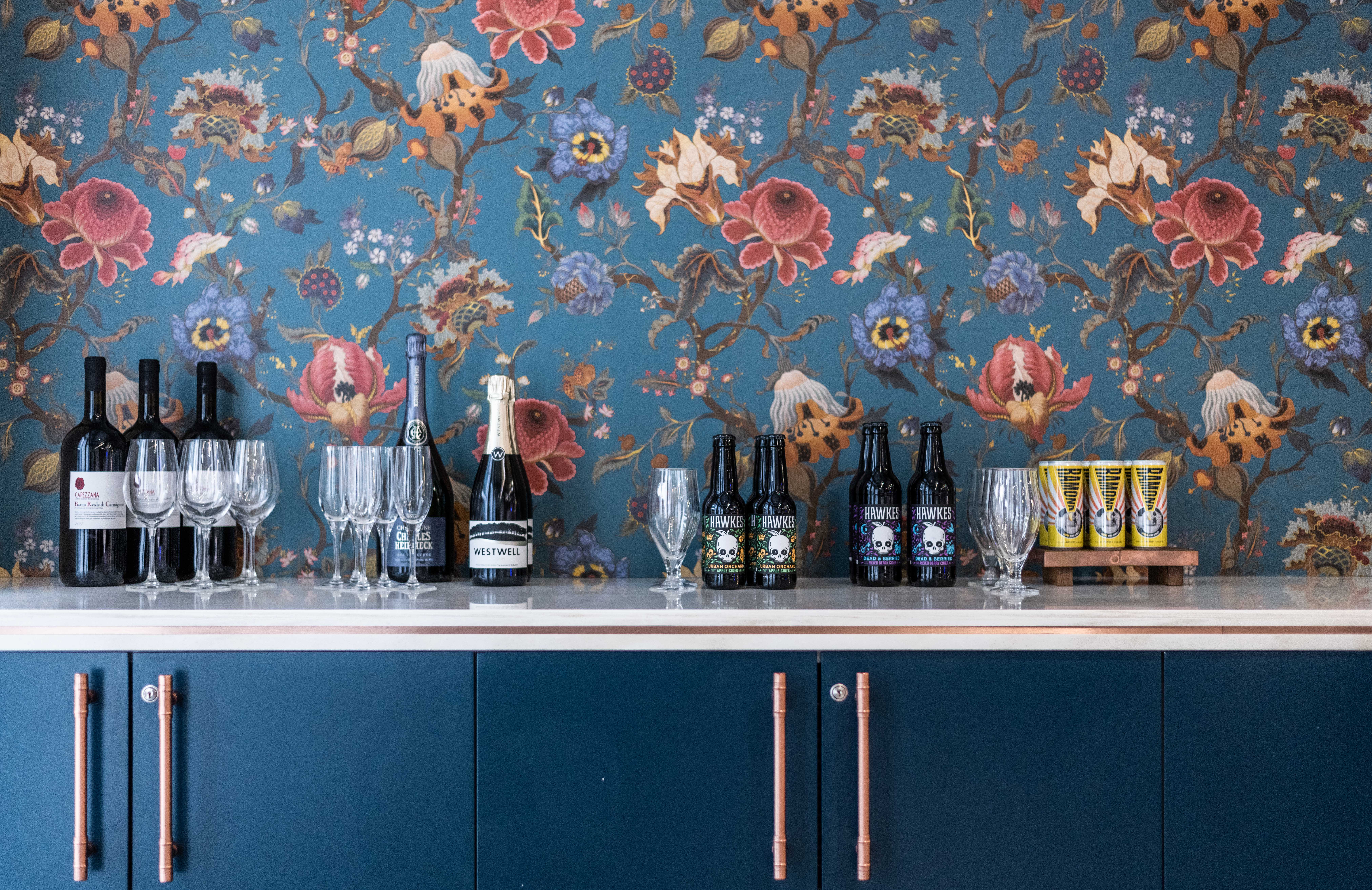 Stylish beverage station at Covent Garden, perfect for events and celebrations.