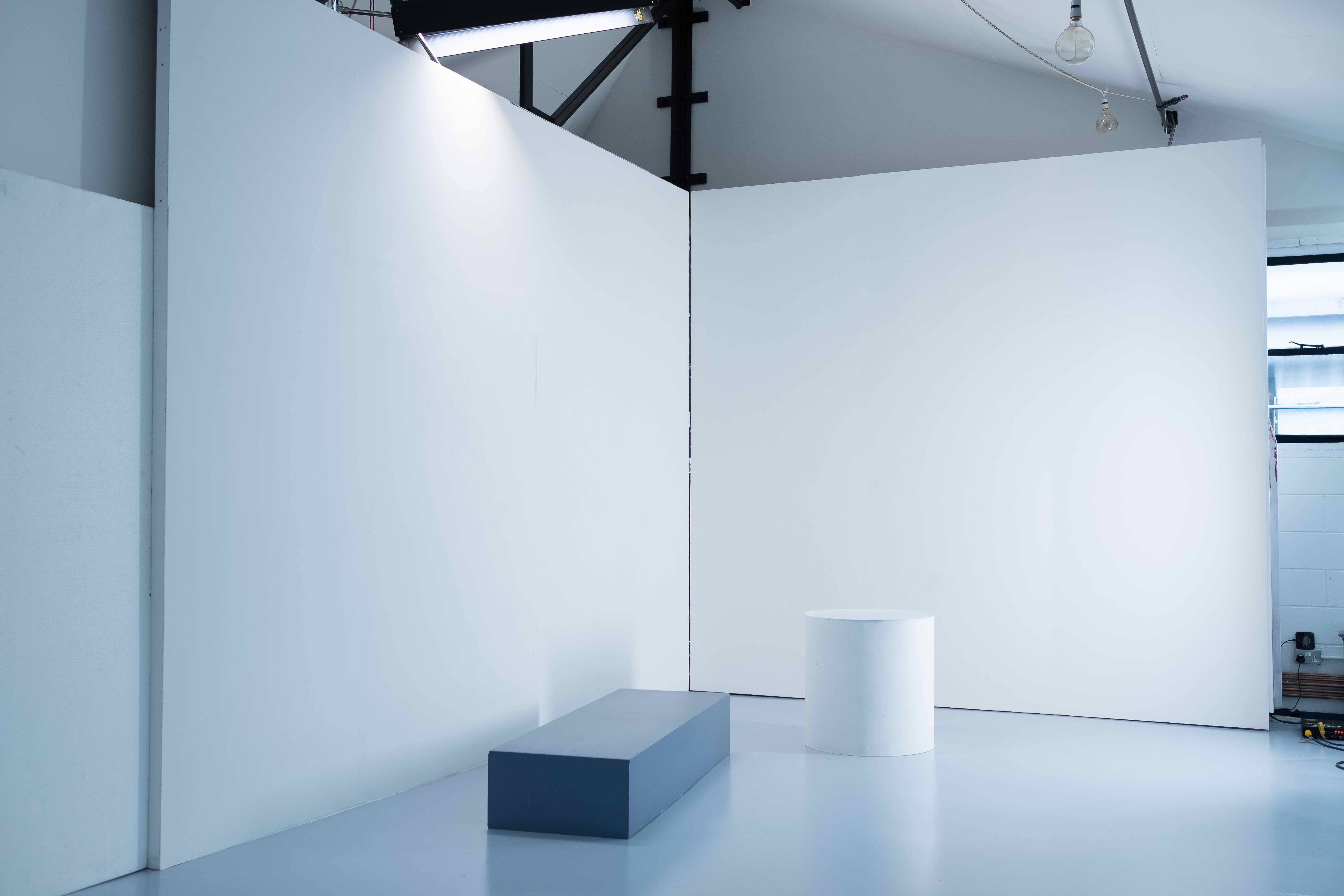 Minimalist event space in DCC Studio Hackney Wick, ideal for presentations and displays.