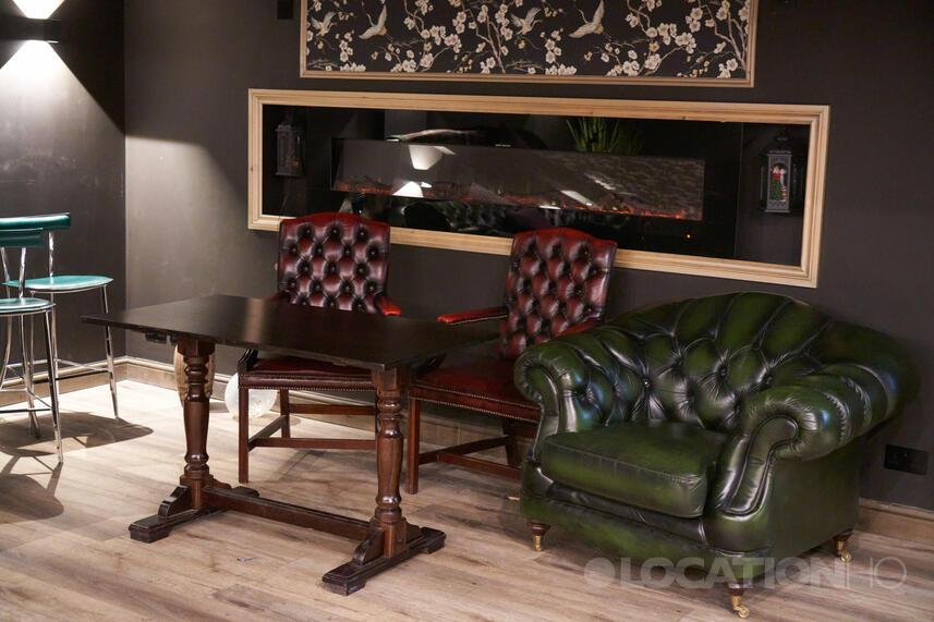 Stylish lounge at Literary Cocktail Coffee Bar, ideal for networking events and meetings.