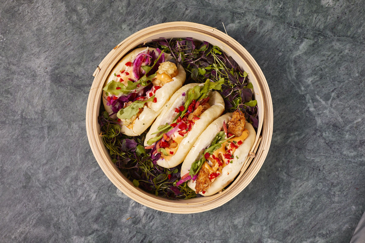 "Colorful bao buns at Amaru Lounge & Bar, perfect for events and catering."