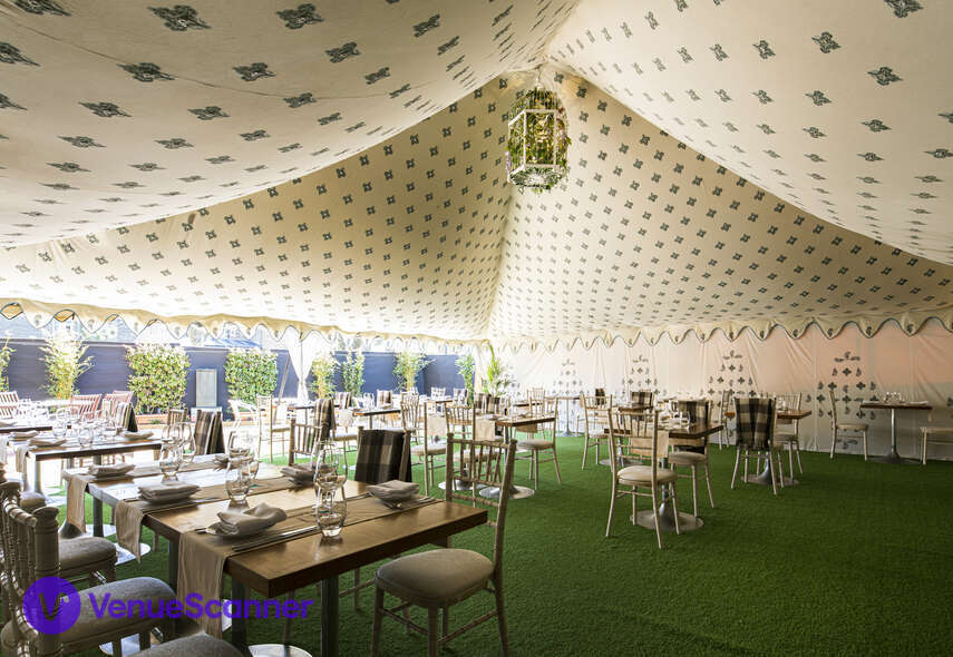 Elegant marquee in Babur, perfect for weddings and corporate events with lush greenery.