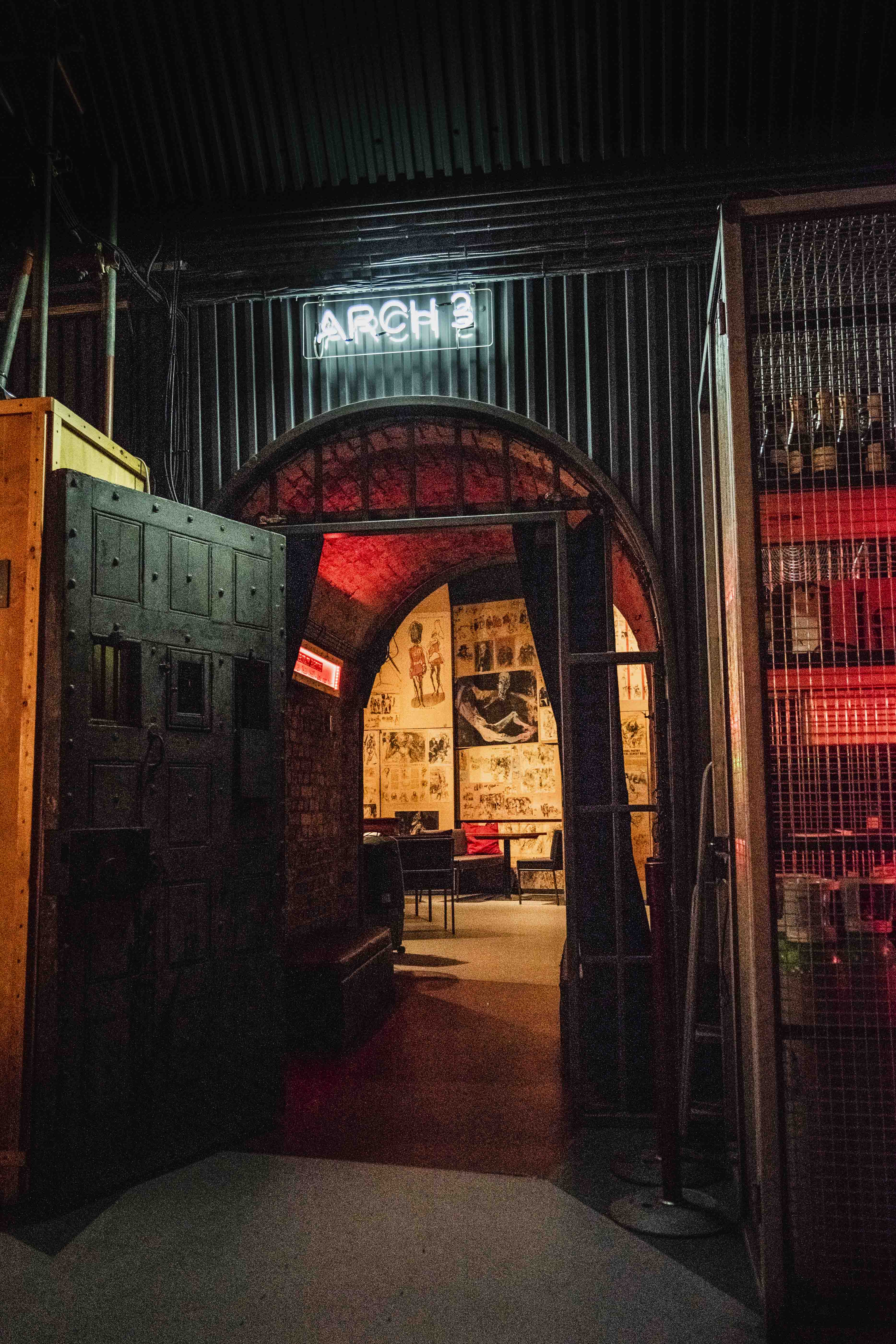 Unique venue entrance at Topolski, perfect for intimate gatherings and themed parties.