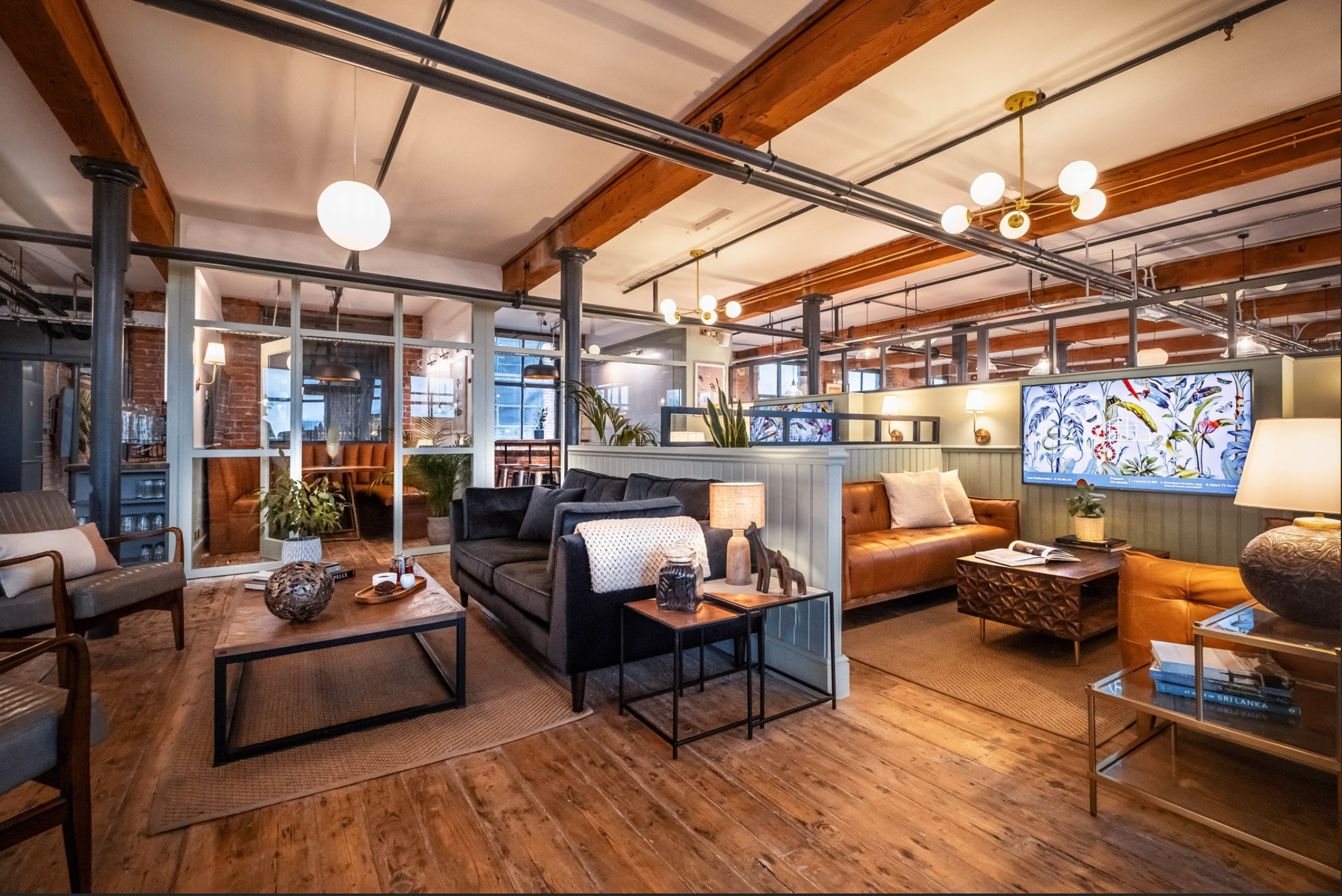 Stylish lounge at Beehive Mill, ideal for networking events and informal meetings.