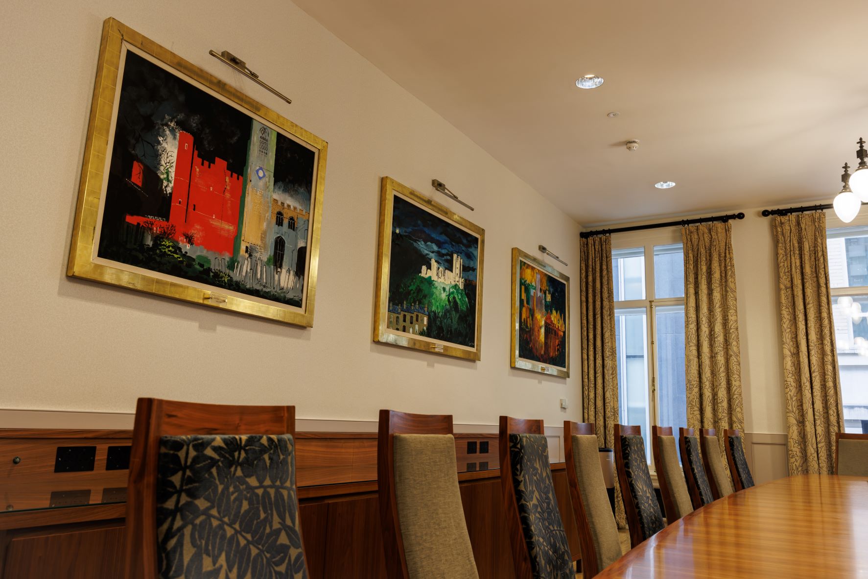 Boardroom at One Moorgate Place with wooden table, ideal for corporate meetings and events.