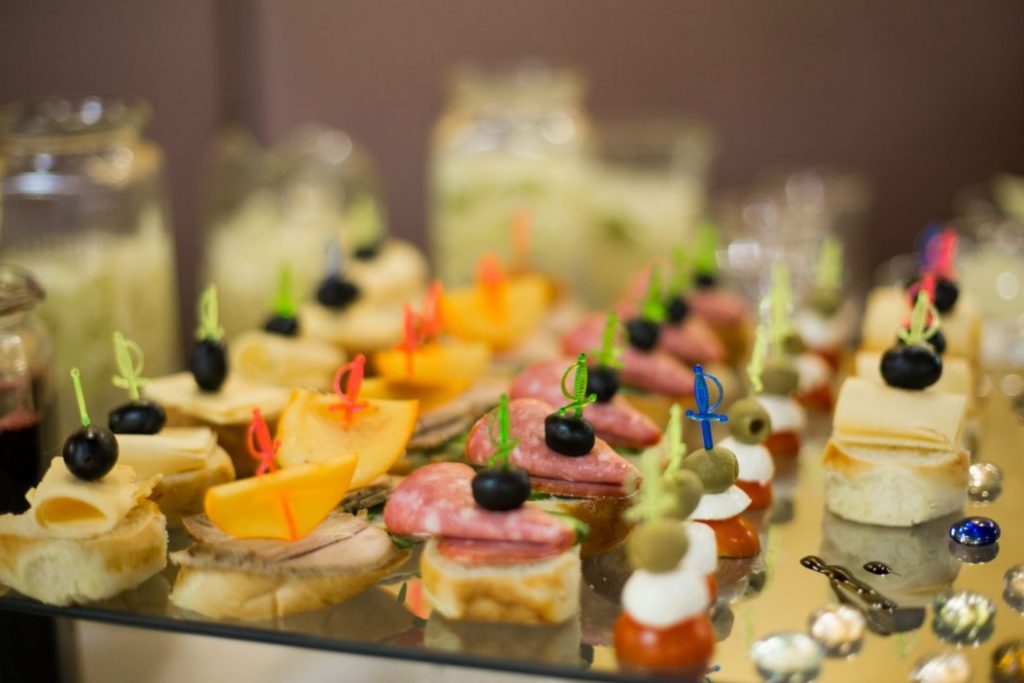 Elegant hors d'oeuvres display in LA Studio, perfect for networking events and receptions.