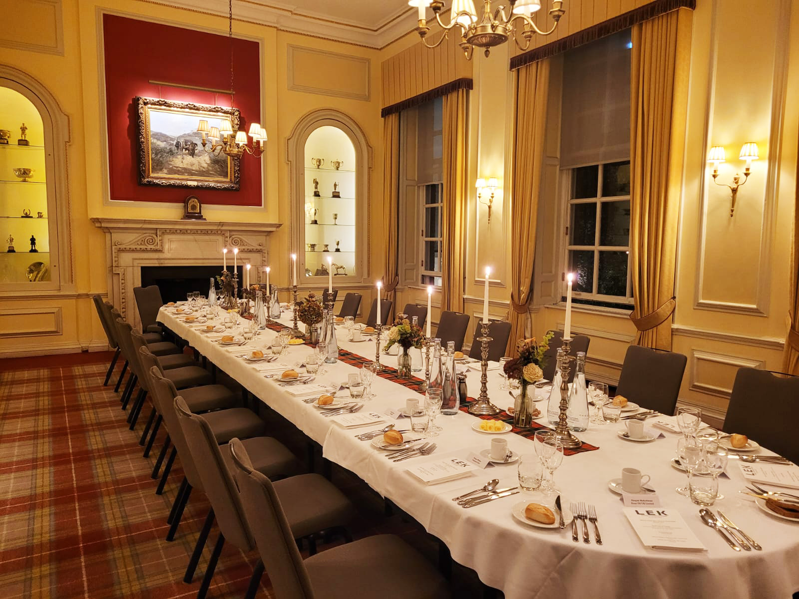 Private dining, formal dinner, Caledonian Club, elegant banquet