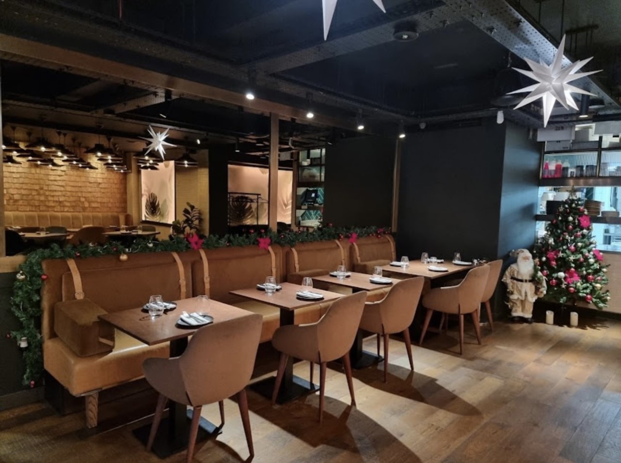 Stylish restaurant interior at Farzi London, perfect for intimate gatherings and corporate events.