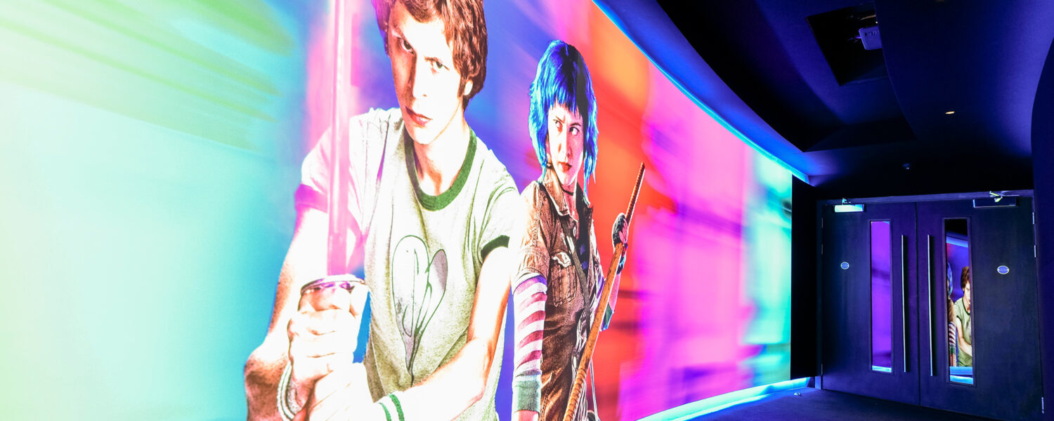 Vibrant film-themed backdrop at ODEON Luxe West End for pop culture events.
