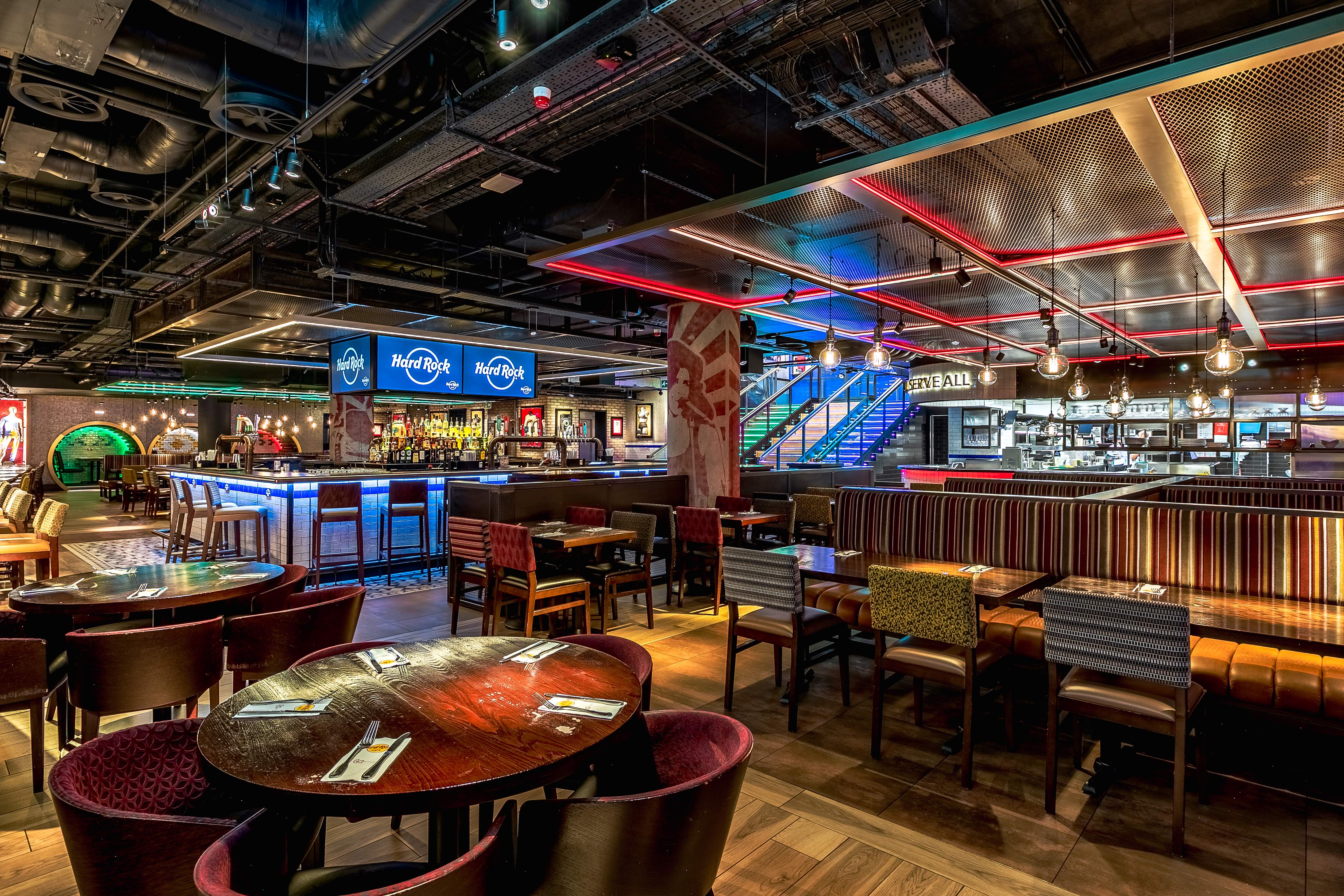 Vibrant event space at Hard Rock Cafe Piccadilly Circus with flexible seating.