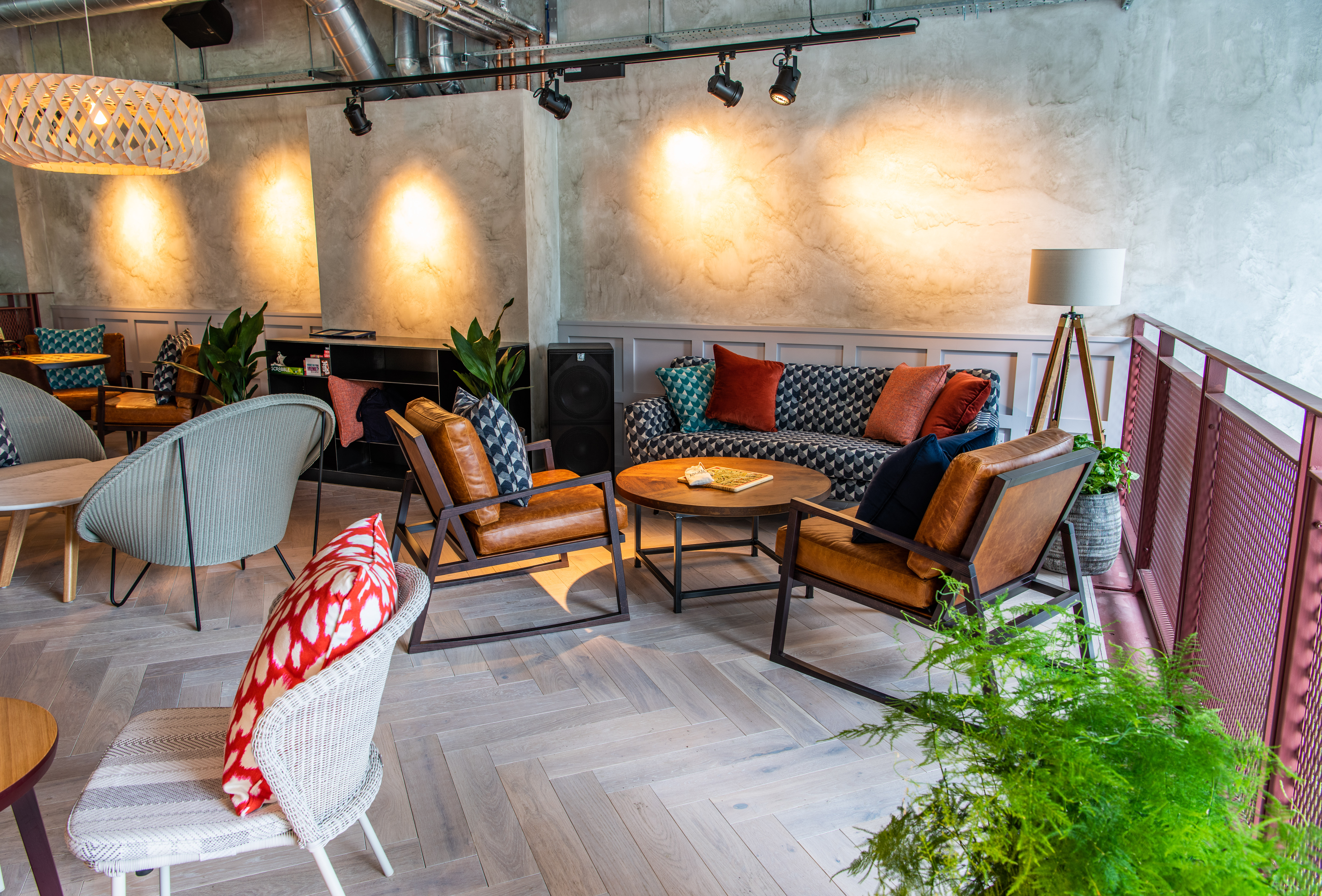 Stylish lounge at Babel Beerhouse, perfect for networking events and informal meetings.