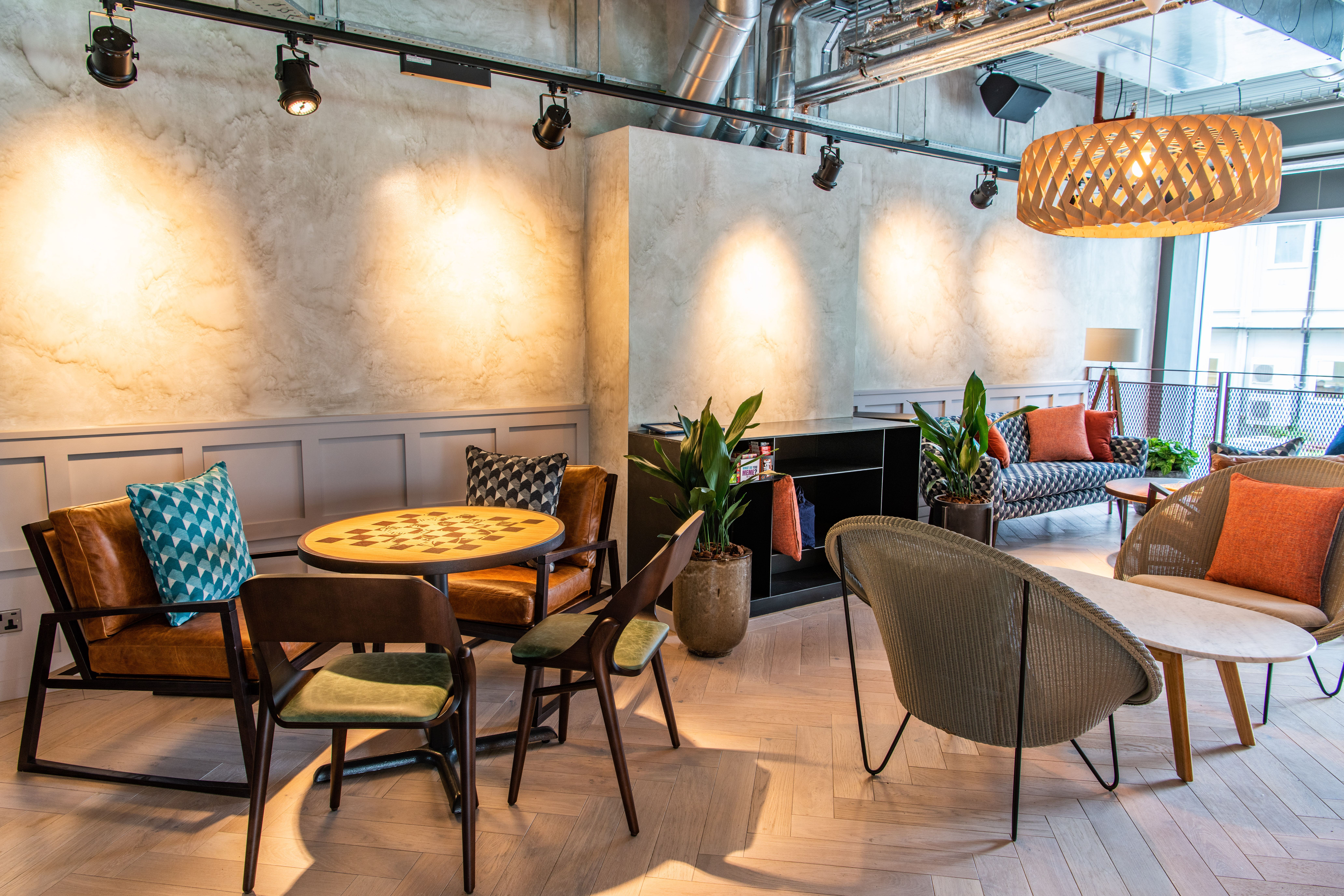 Stylish lounge at Babel Beerhouse, ideal for networking events and informal meetings.