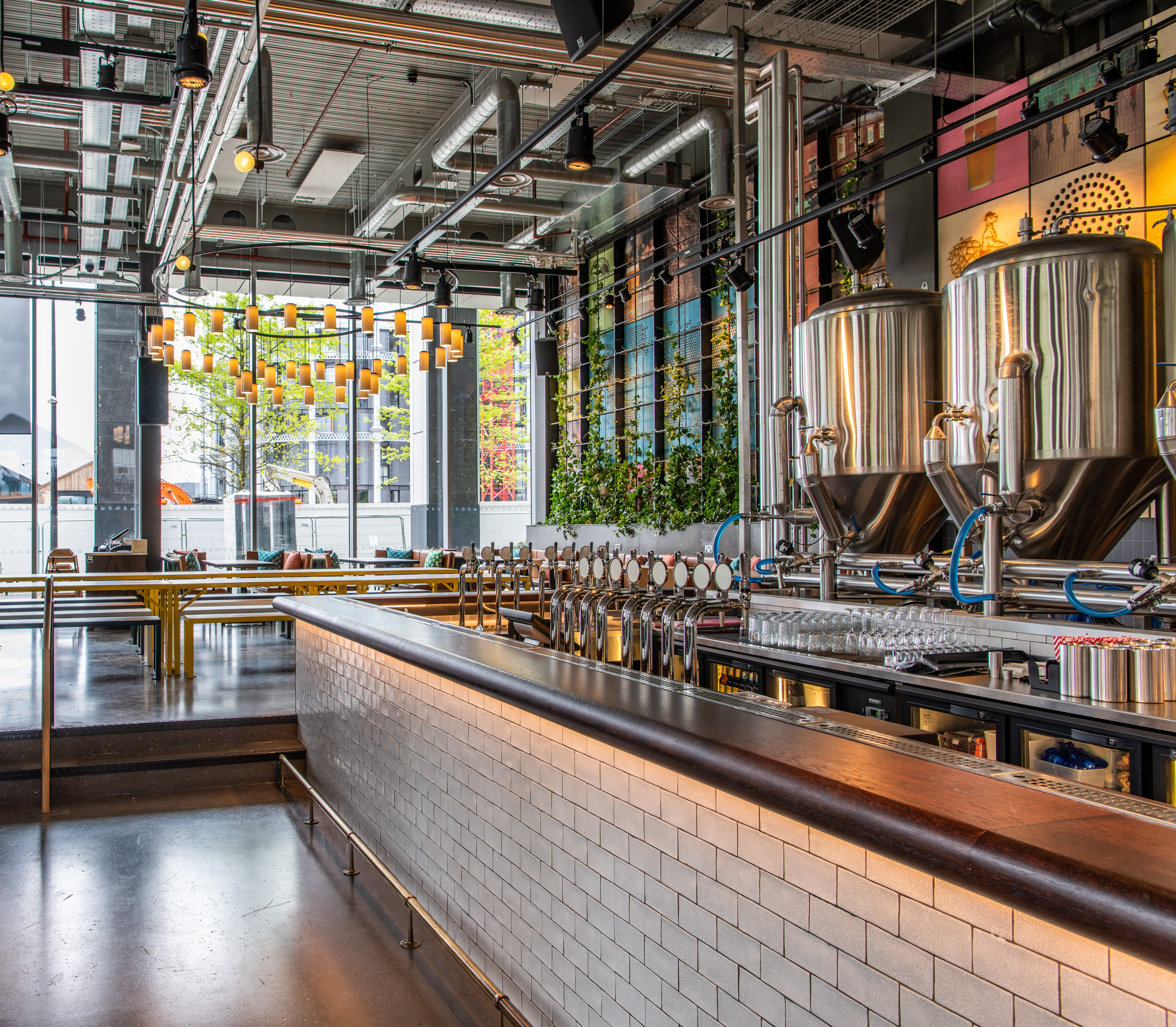 Modern bar setup at Babel Beerhouse, ideal for events and craft beer tastings.