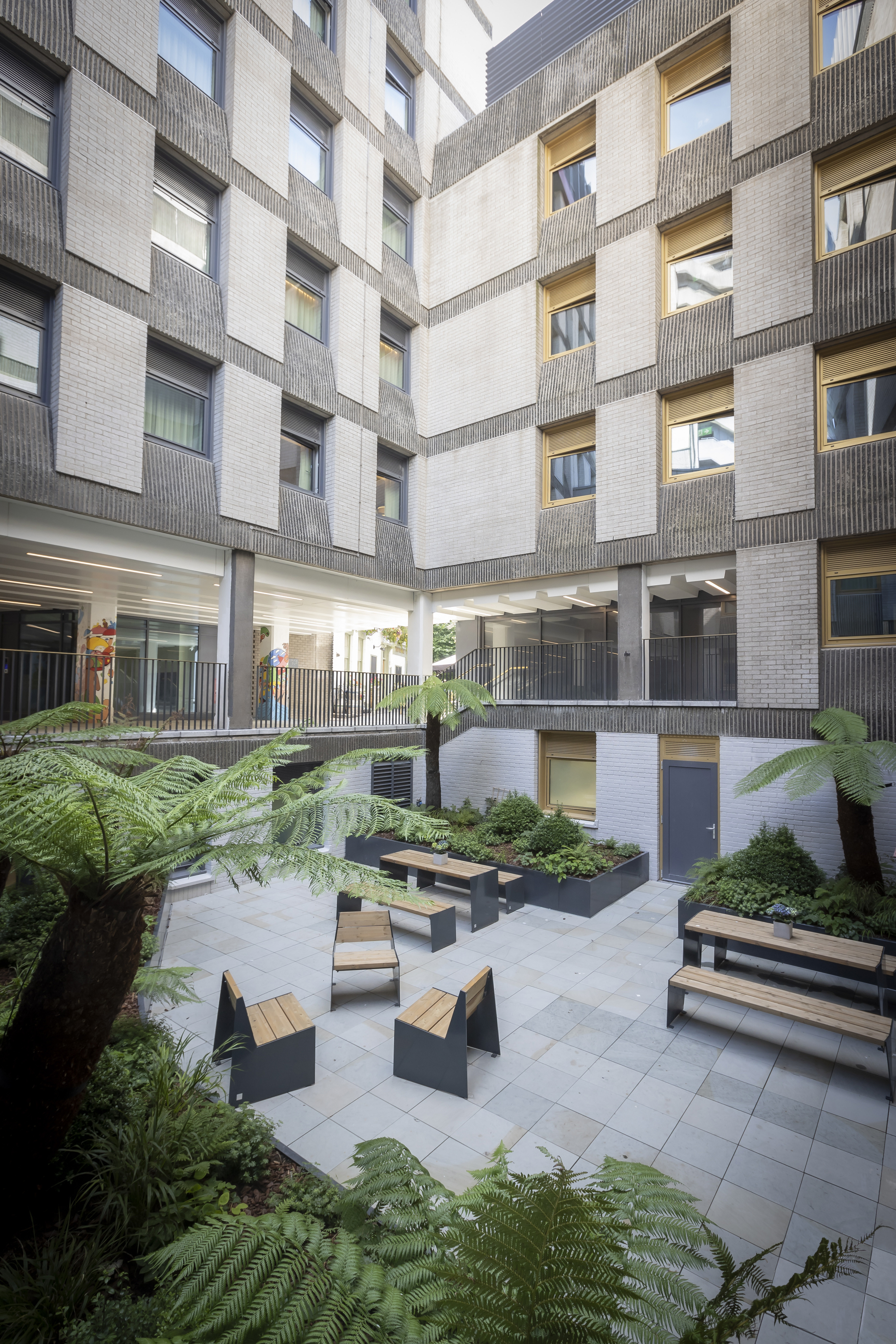 Modern open-air courtyard at Rotary, Clayton Hotel Bristol for events and meetings.