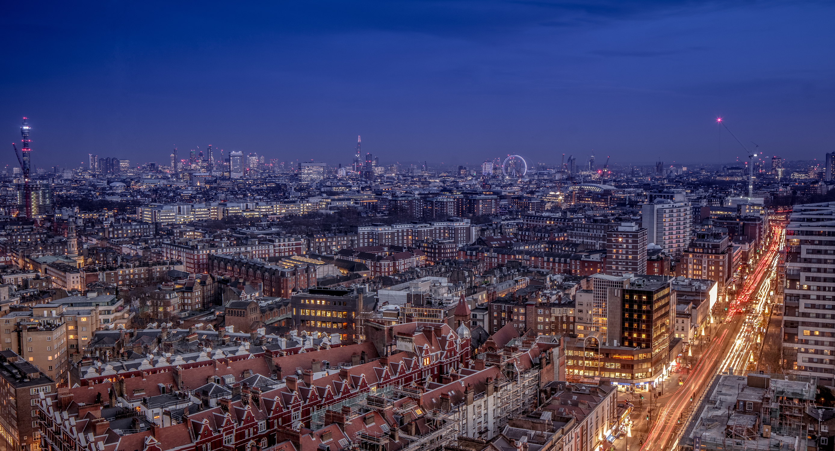 Panoramic city skyline view from Room 23, ideal for networking events and conferences.