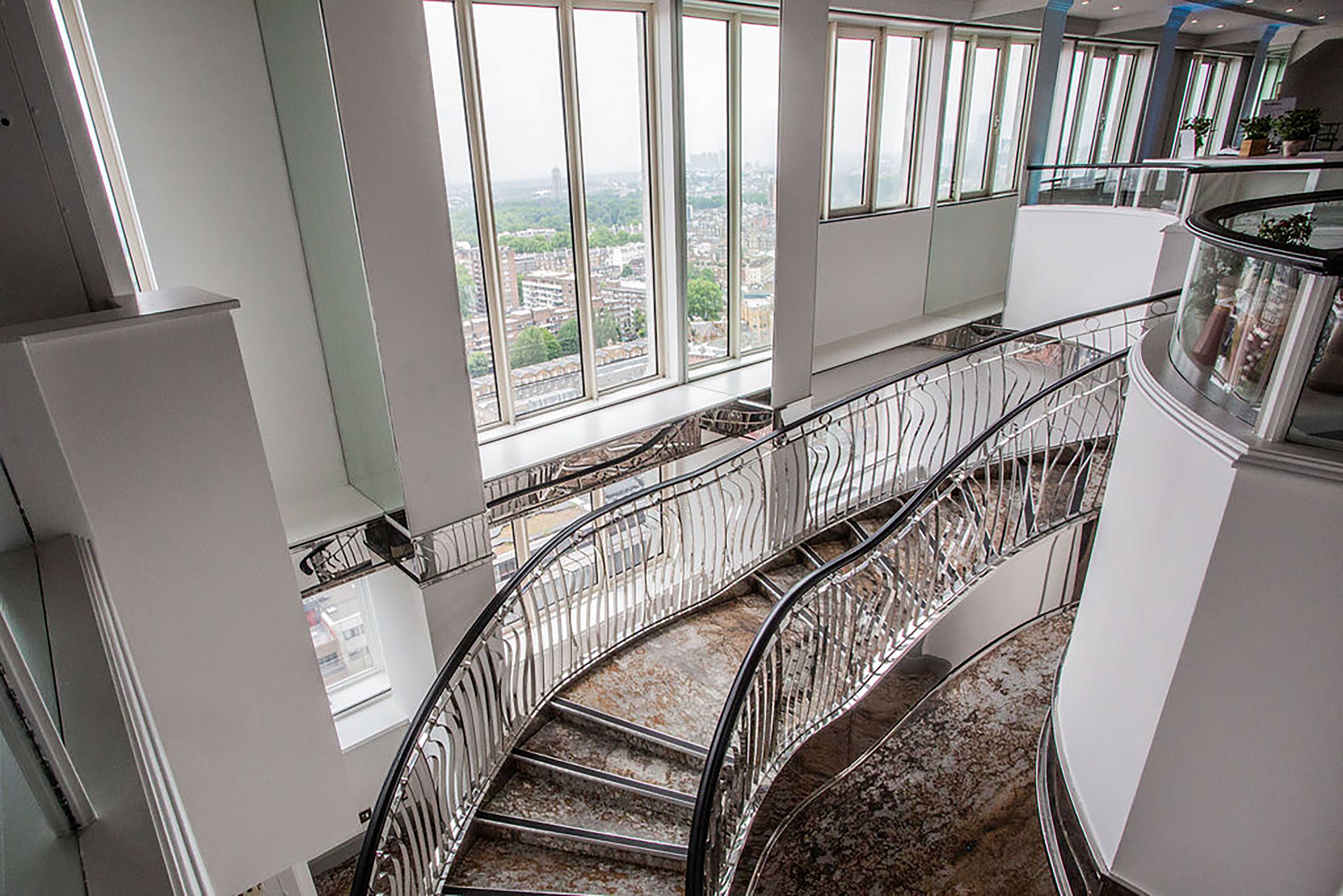 Modern staircase in Hilton London Metropole, ideal for networking events and receptions.