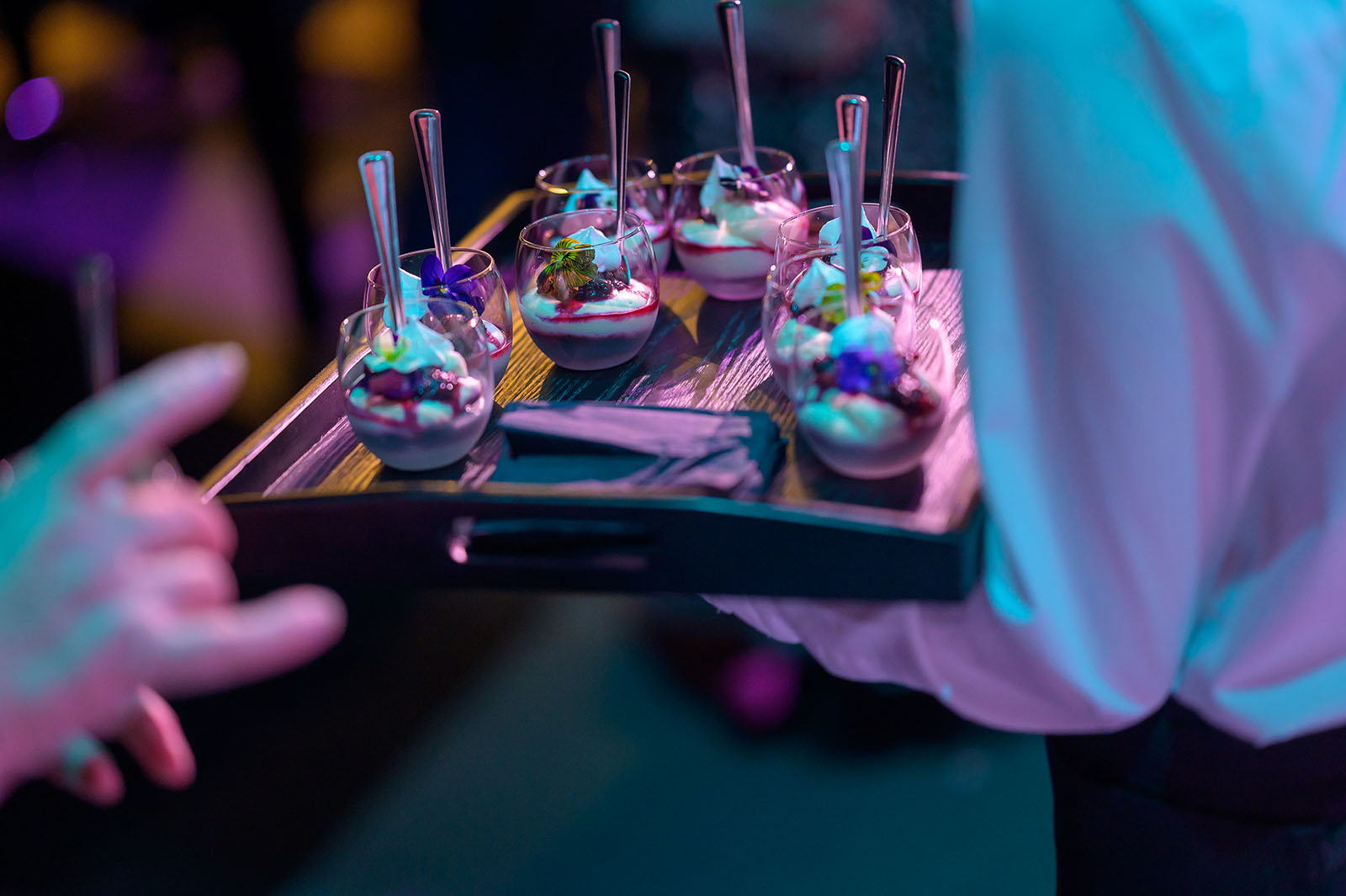 Elegant dessert tray at Aud Jebsen Studio Theatre for upscale events and celebrations.