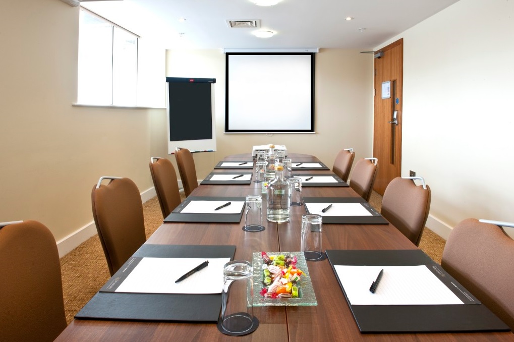 Meeting room setup at Syndicate 3, Voco St David's Cardiff for professional events.