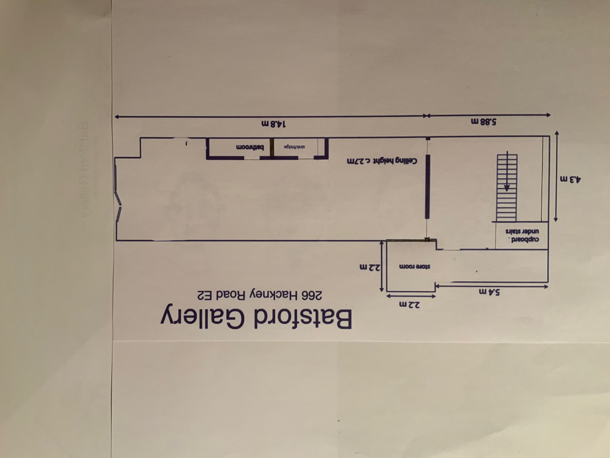 Batsford Gallery floor plan with event areas, ceiling height, and layout details.