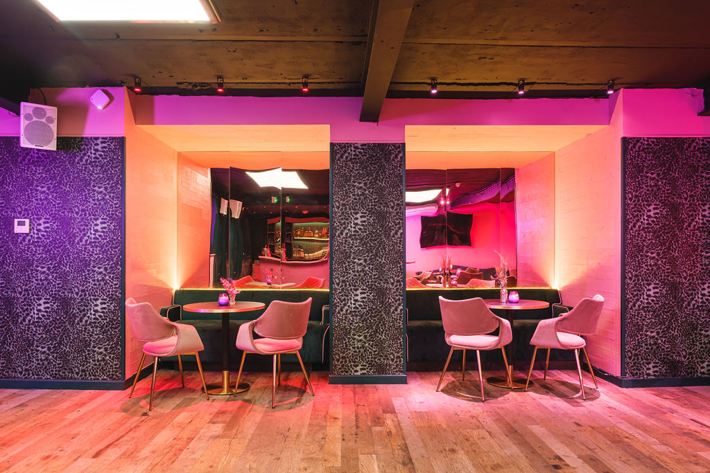 Stylish event space at The Glam Palace, Liverpool Street, perfect for networking and gatherings.