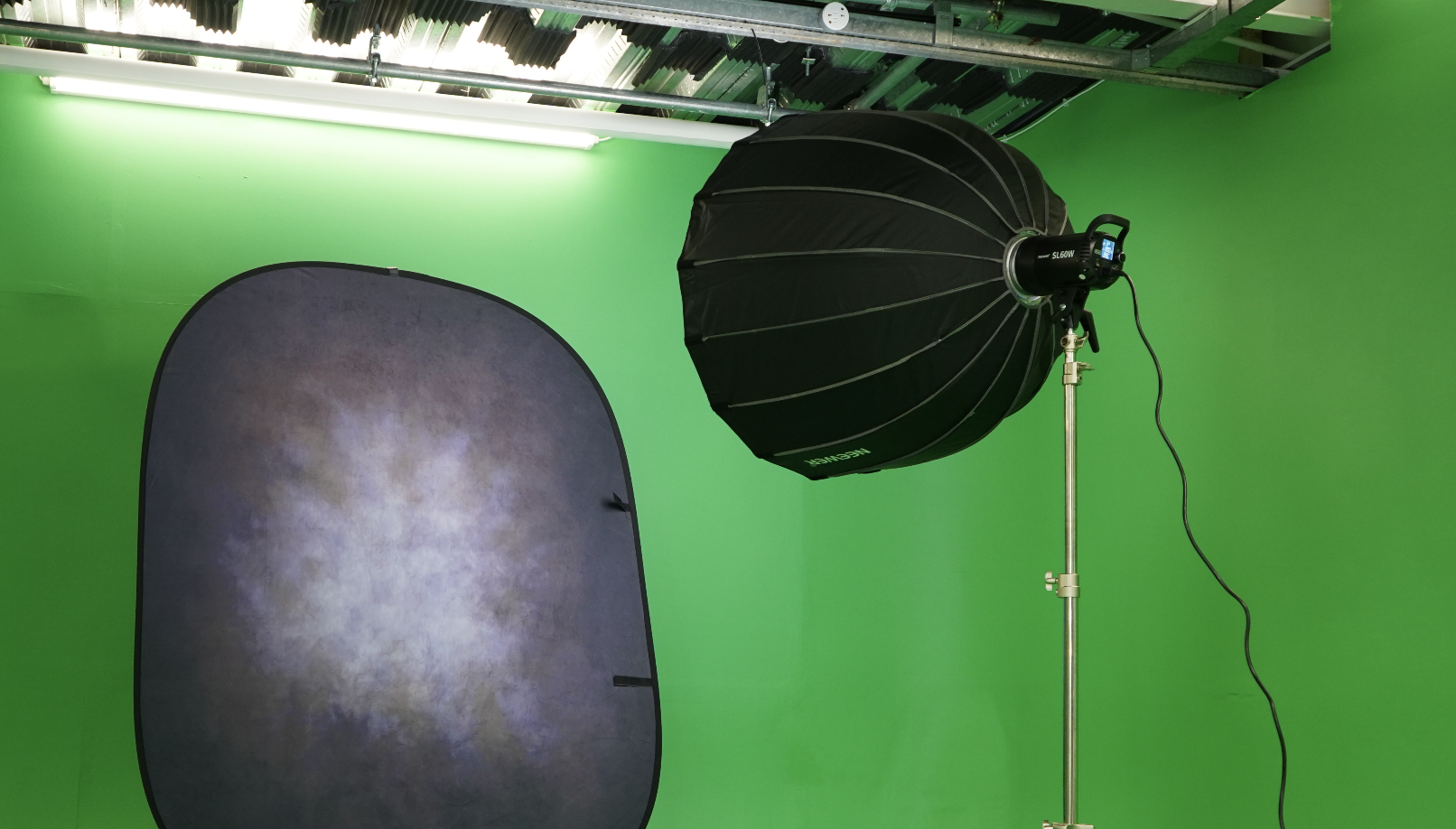 A&B Films Studio with green screen setup for virtual events and video production.