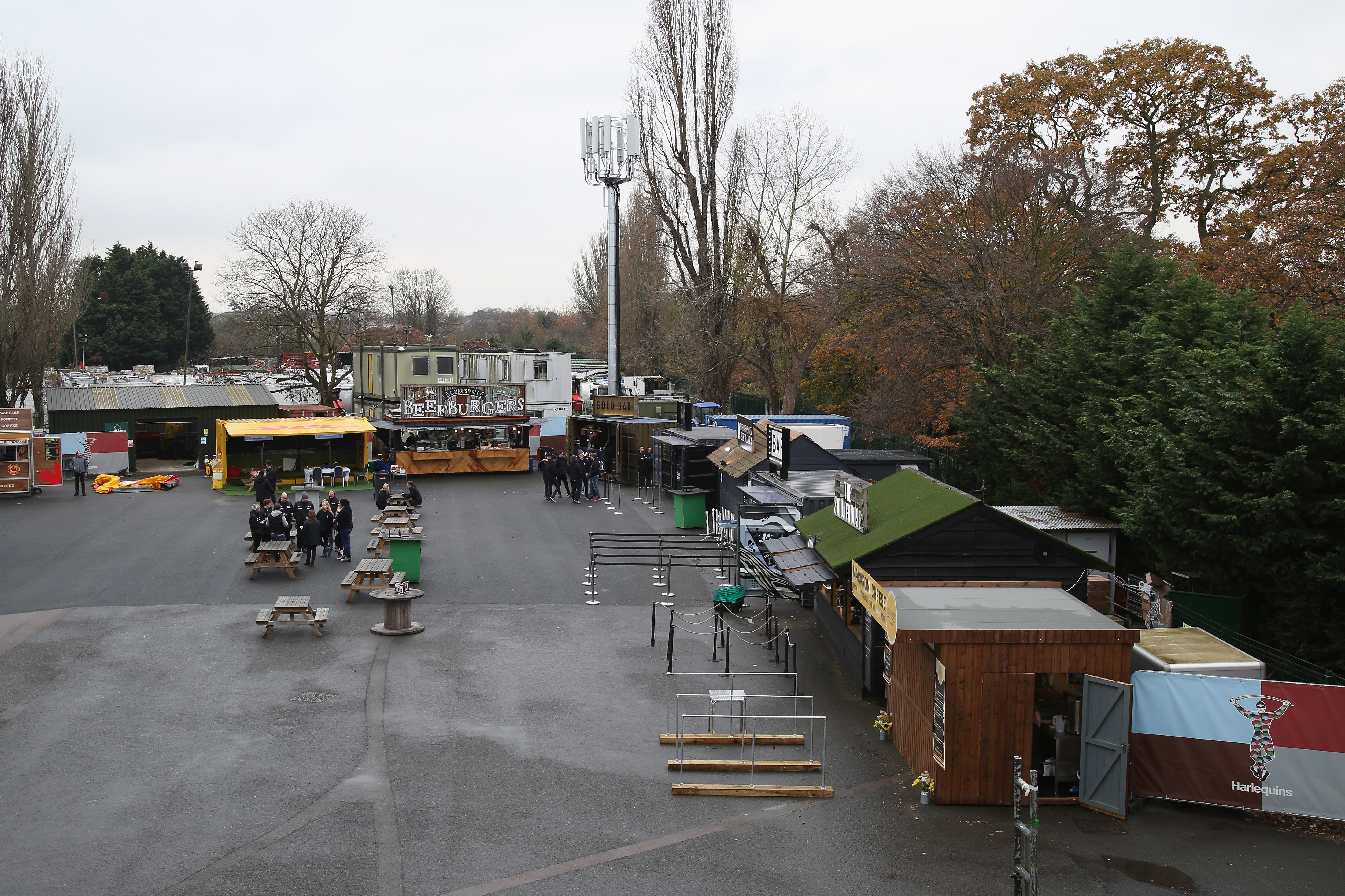 Versatile outdoor event space at Twickenham Stoop Stadium for food festivals and markets.