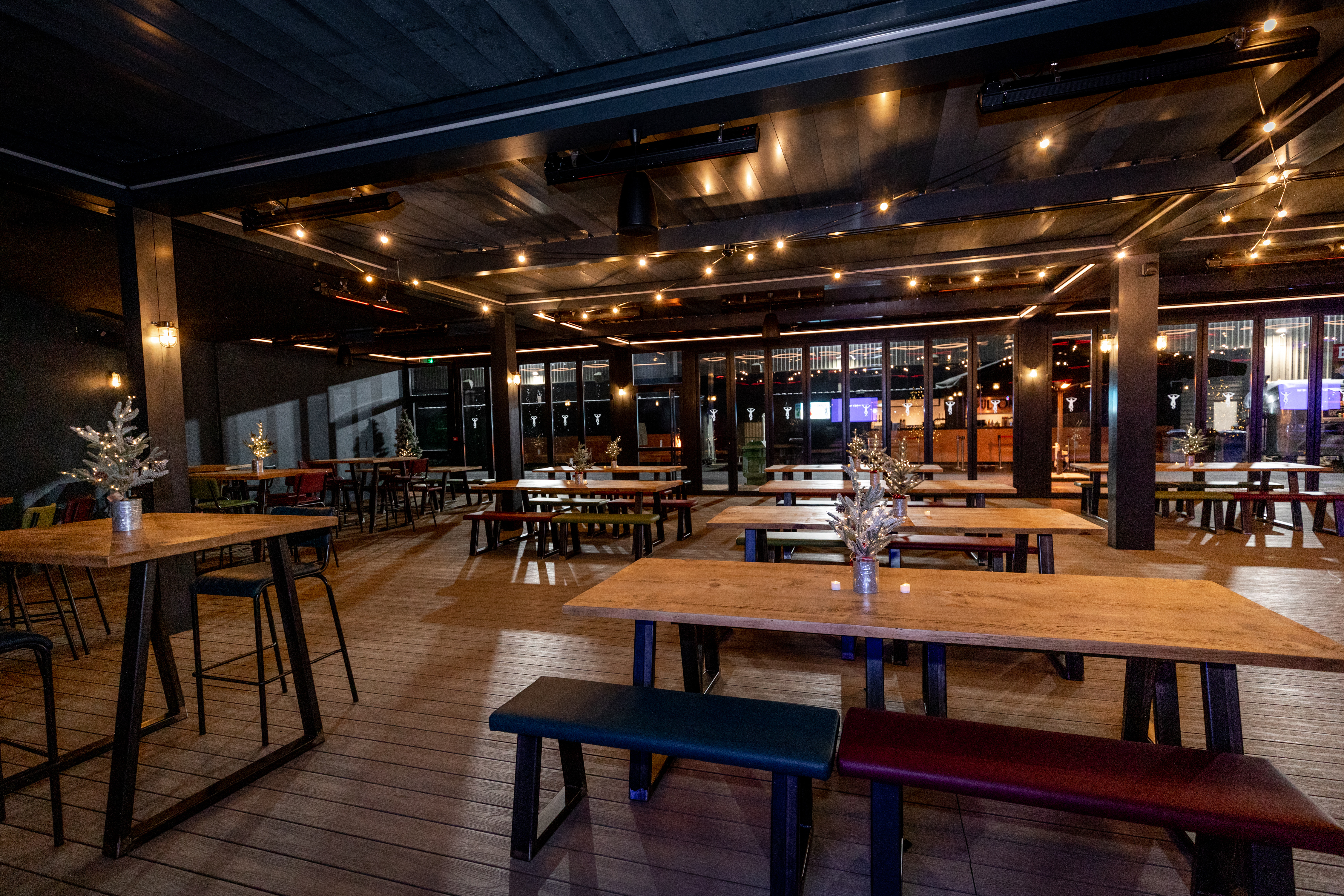 Modern event space in The North Village, Twickenham Stoop Stadium, ideal for receptions and workshops.