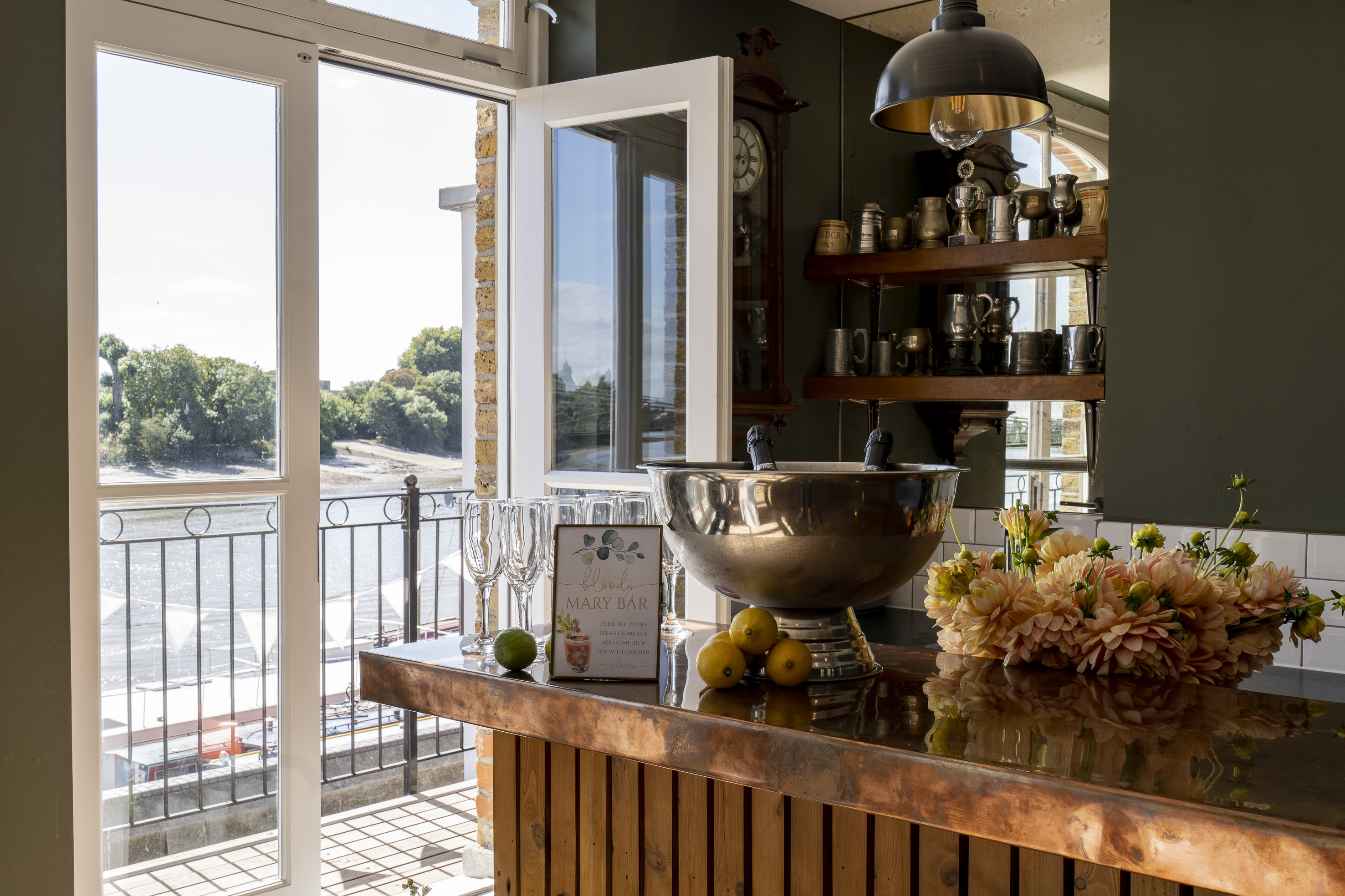 Furnivall Club Room: elegant event space with waterfront views for cocktail receptions.