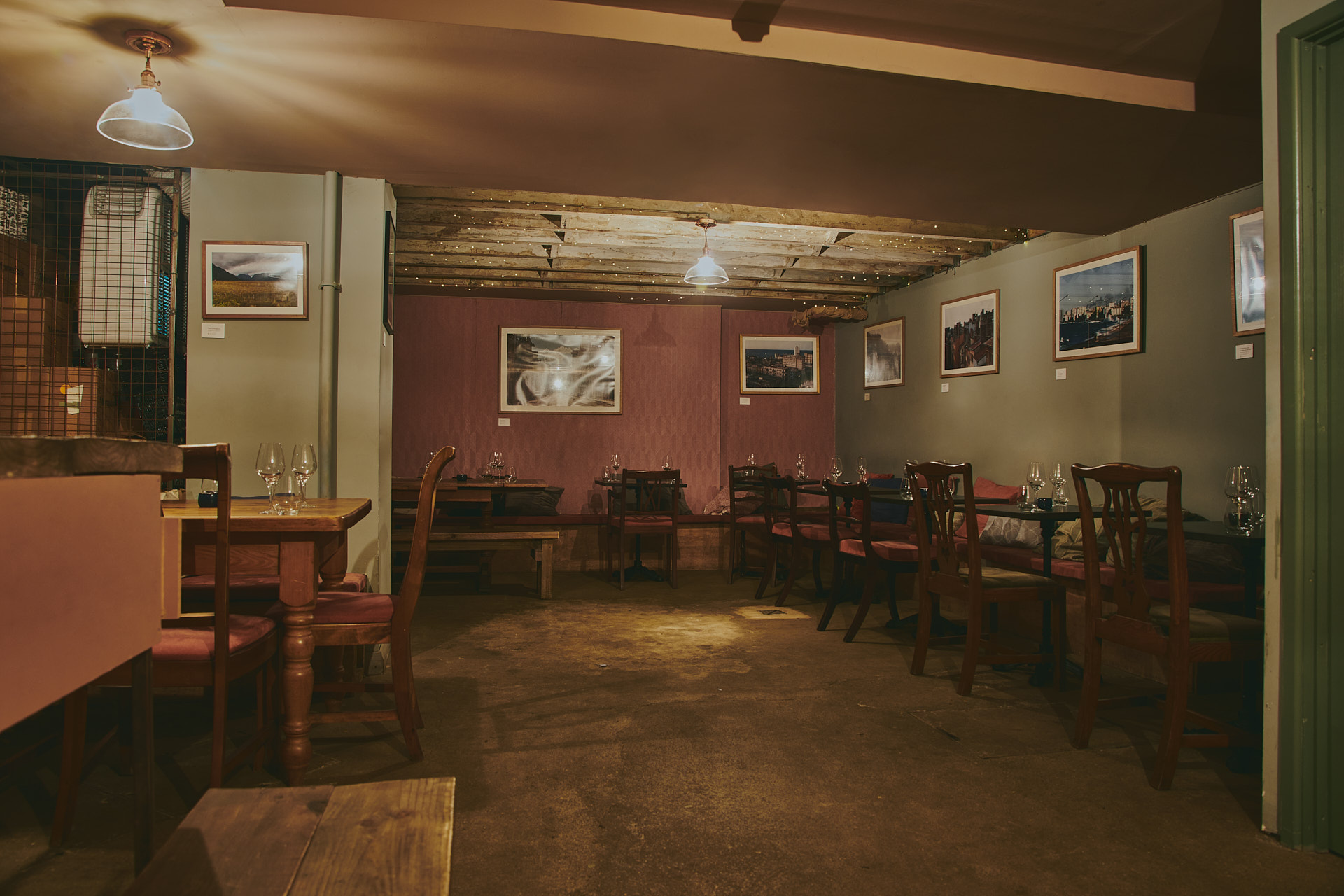 Cozy dining space at The Cellar, perfect for intimate gatherings and private events.