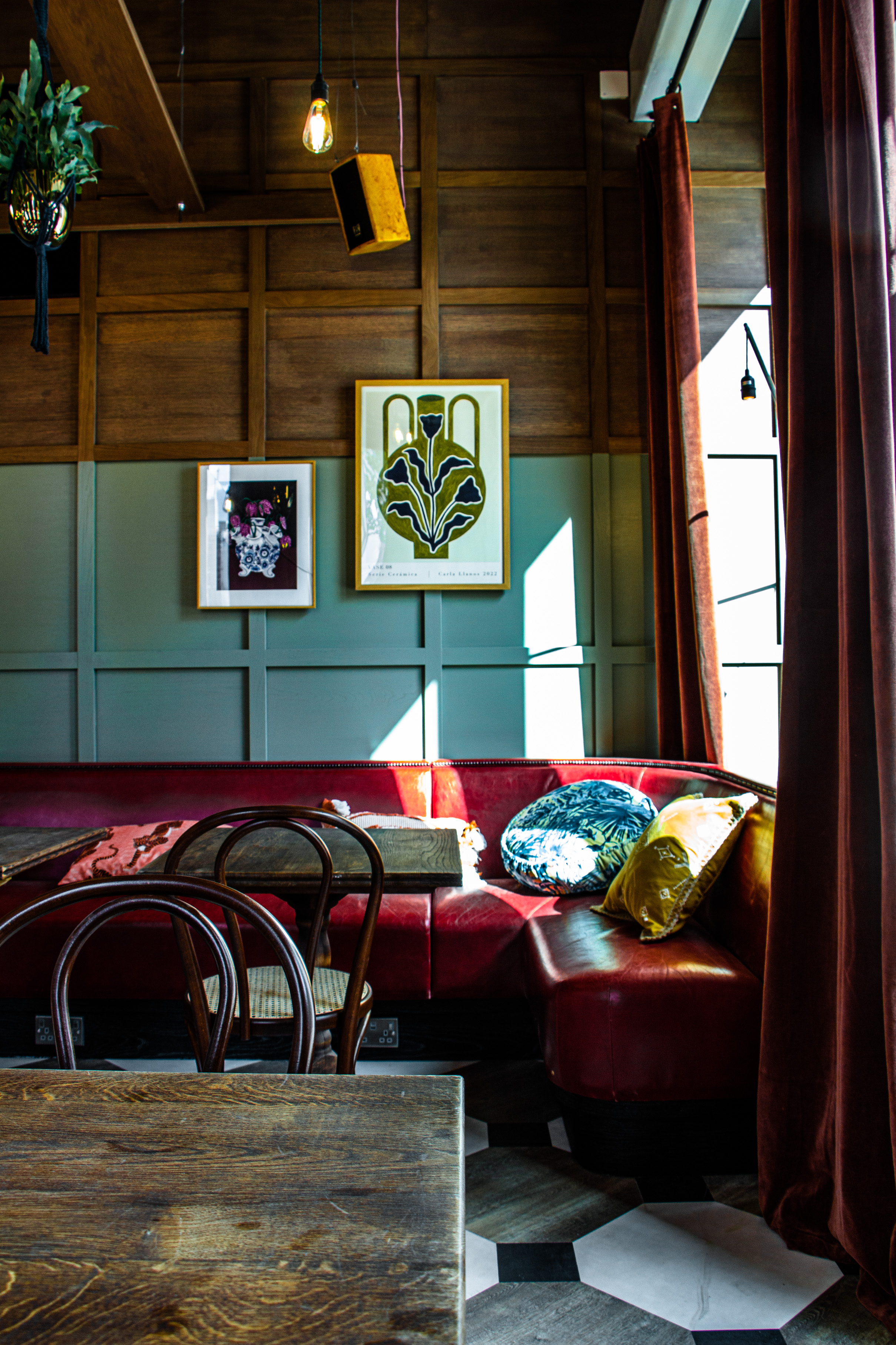 Stylish corner of Outpost venue with plush seating, ideal for networking events.