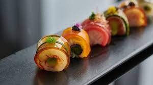 Vibrant sushi platter at Shiro Shanghai Bar for upscale events and networking receptions.