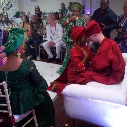 Vibrant wedding celebration at P2 Centre with colorful attire and community engagement.