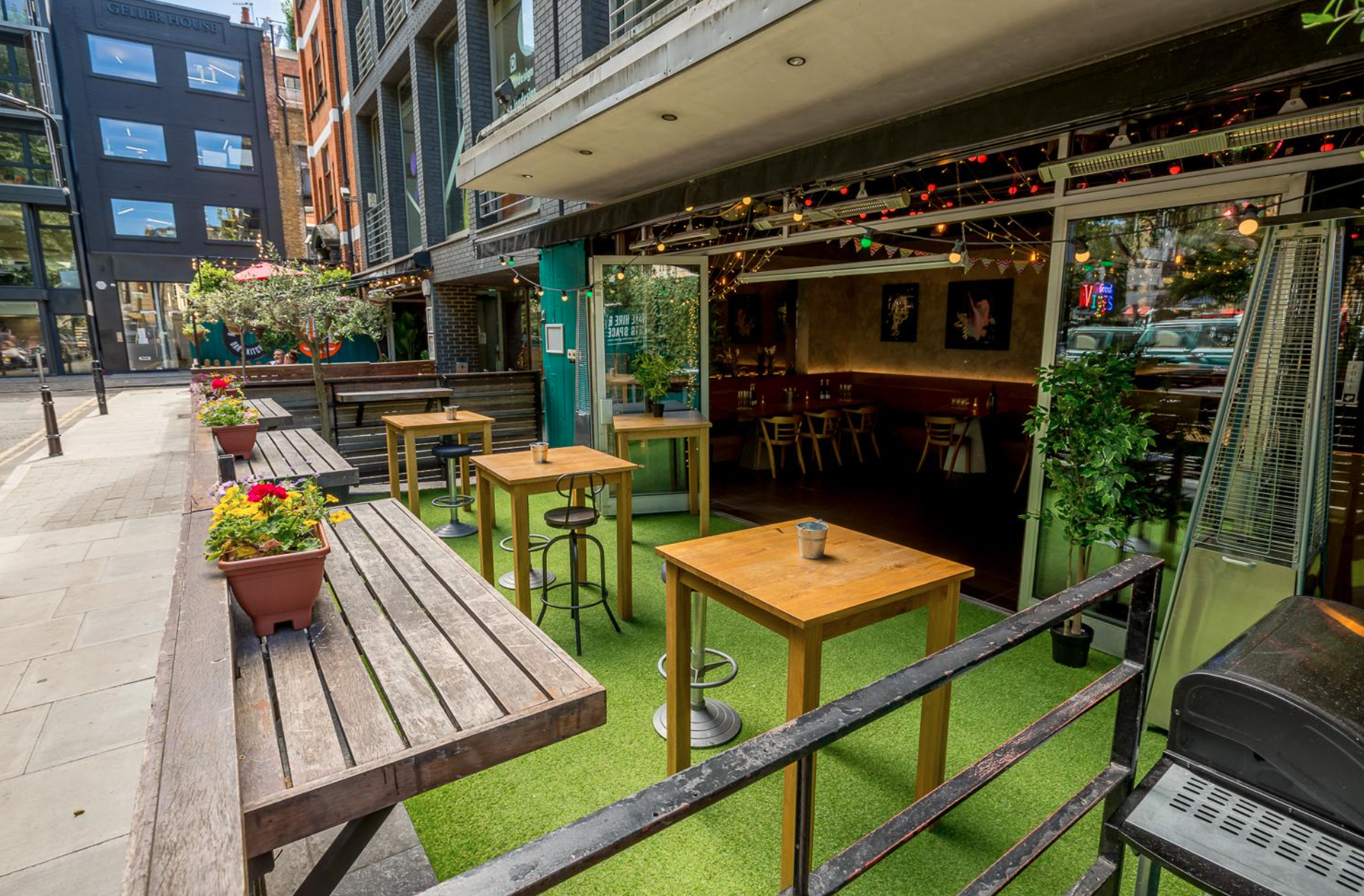 Outdoor terrace at Colours Hoxton, ideal for casual meetings and events.